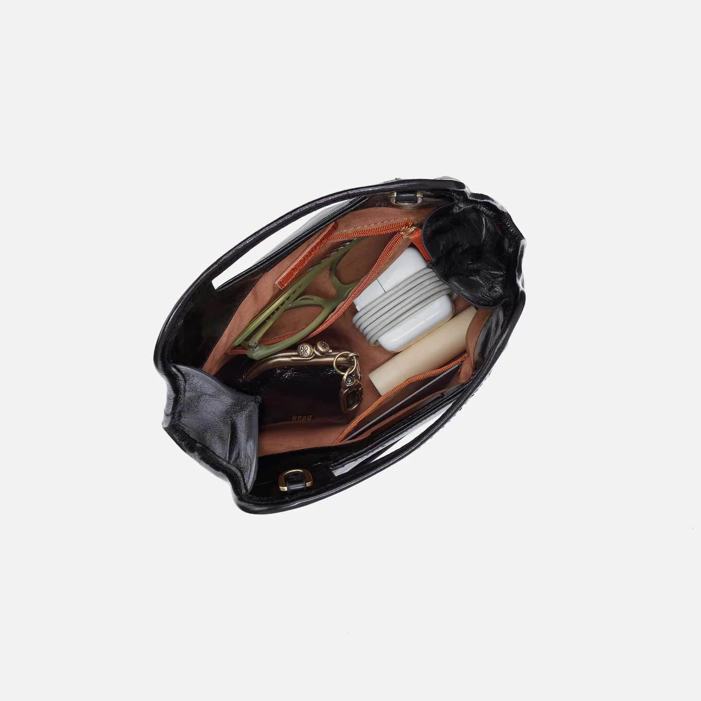 Ace Crossbody in Polished Leather - Black - Image 4