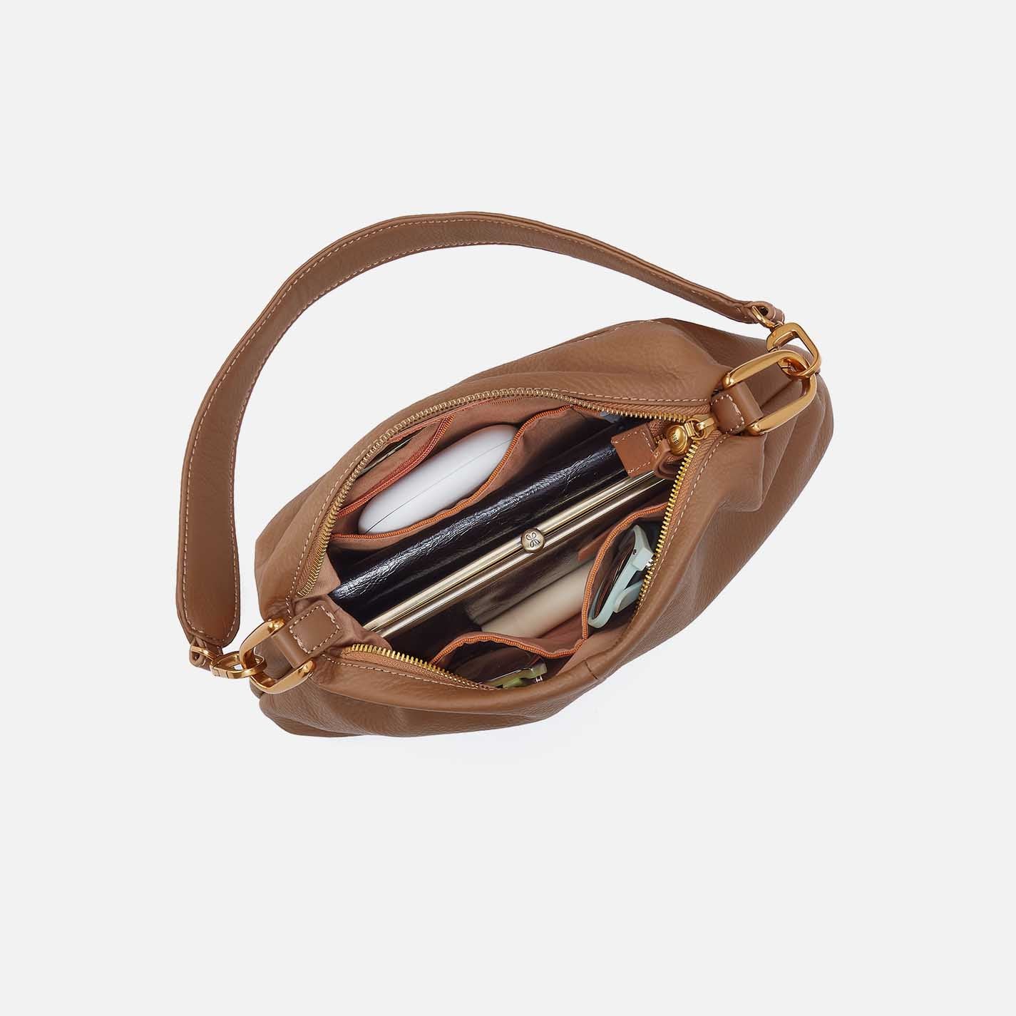 Advance Shoulder Bag in Pebbled Leather - Timber Brown - Image 4
