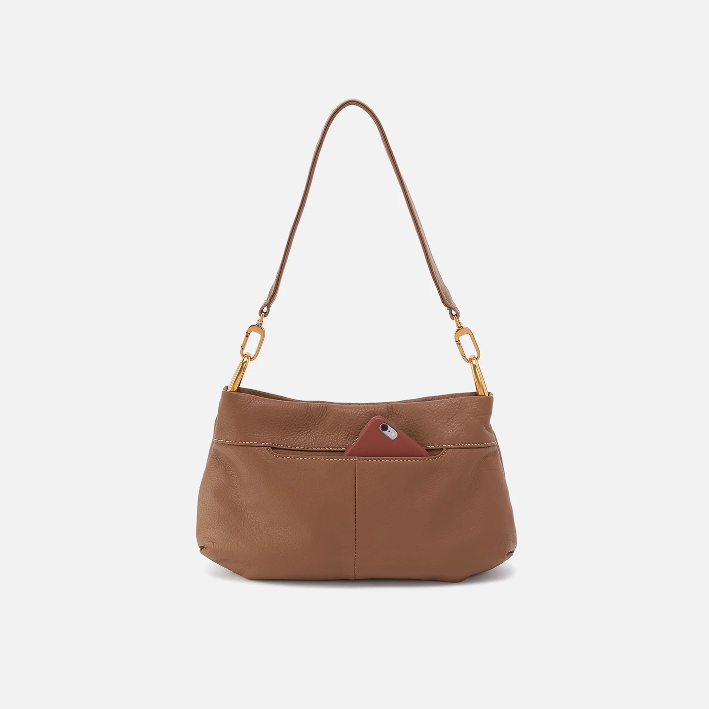 Advance Shoulder Bag in Pebbled Leather - Timber Brown - Image 5