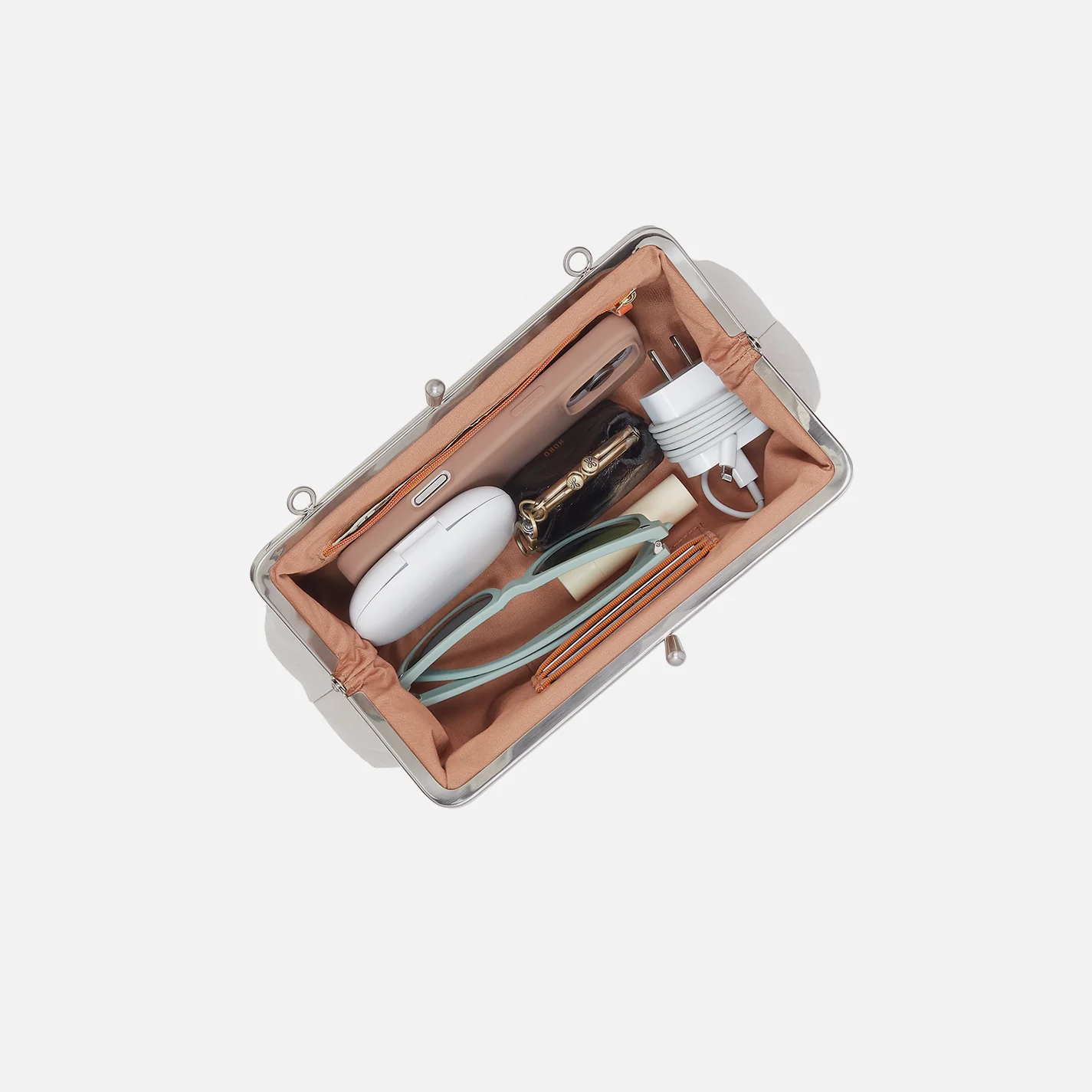 Alba Frame Small Shoulder Bag in Buffed Leather - Stone - Image 4