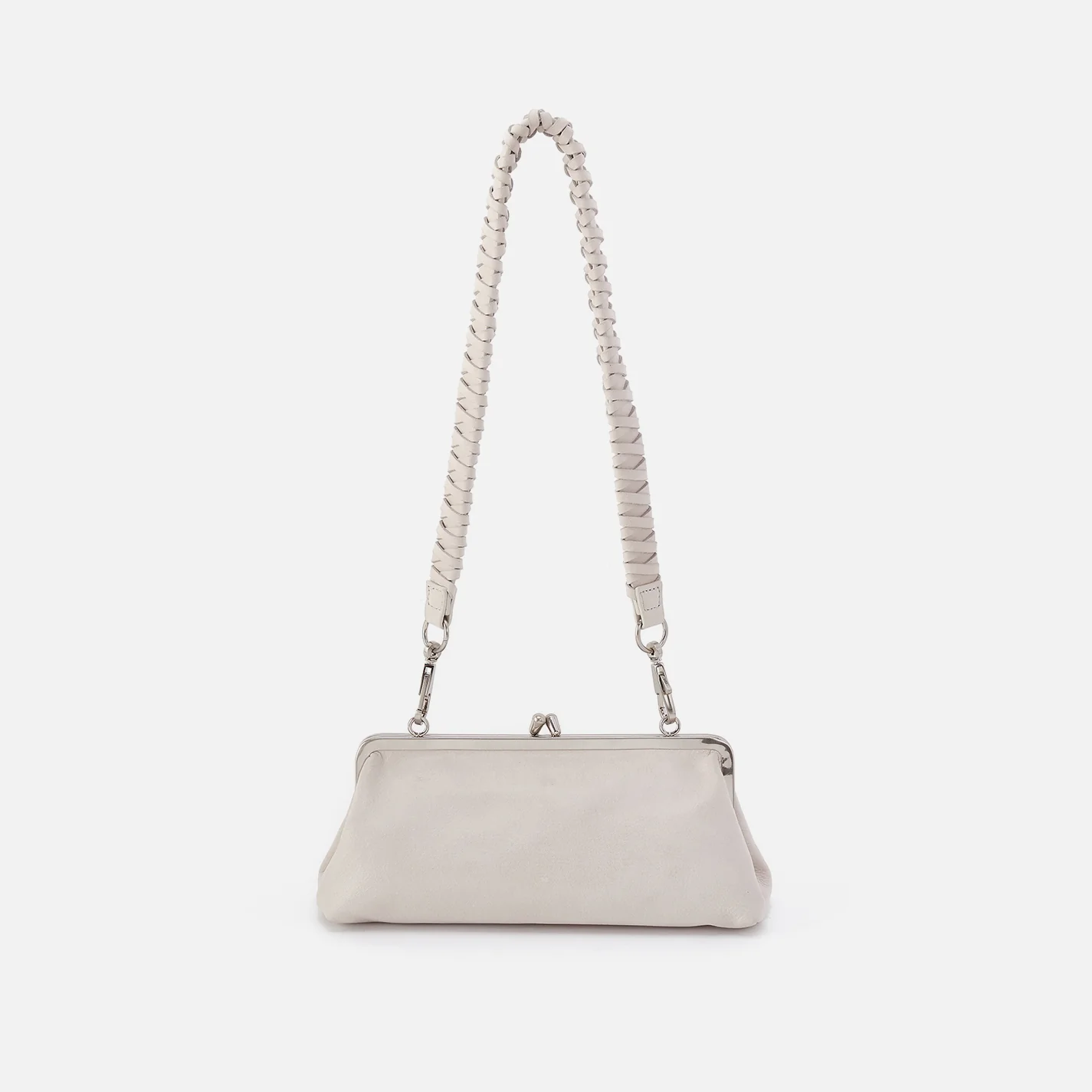 Alba Frame Small Shoulder Bag in Buffed Leather - Stone - Image 8