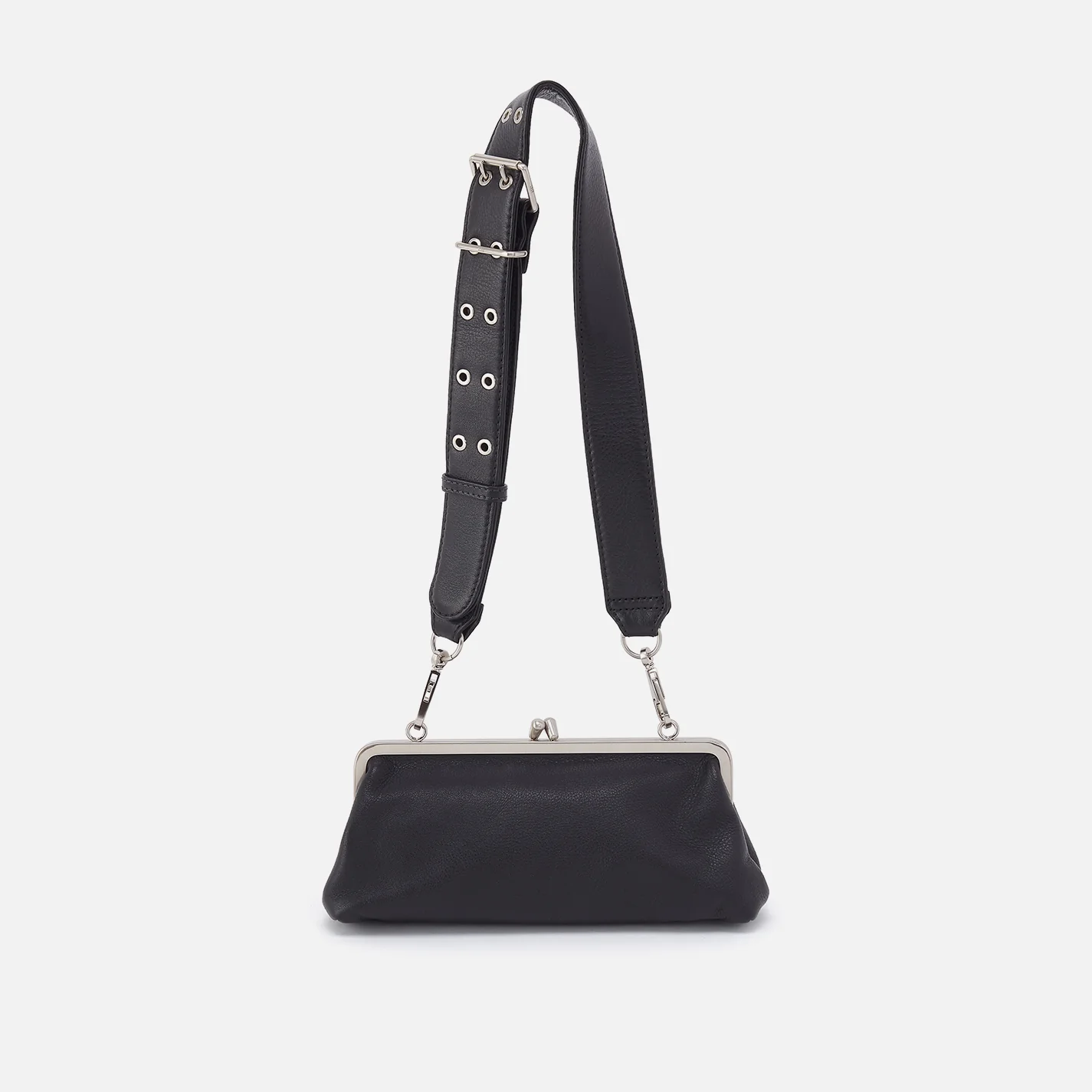 Alba Frame Small Shoulder Bag in Pebbled Leather - Black - Image 8