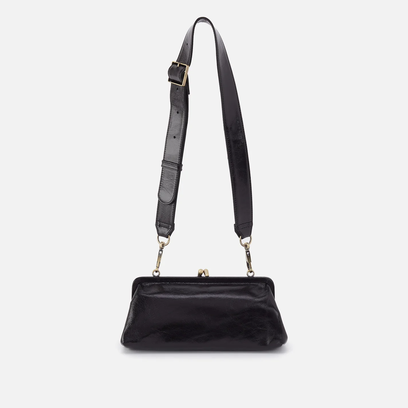 Alba Frame Small Shoulder Bag in Polished Leather - Black - Image 8