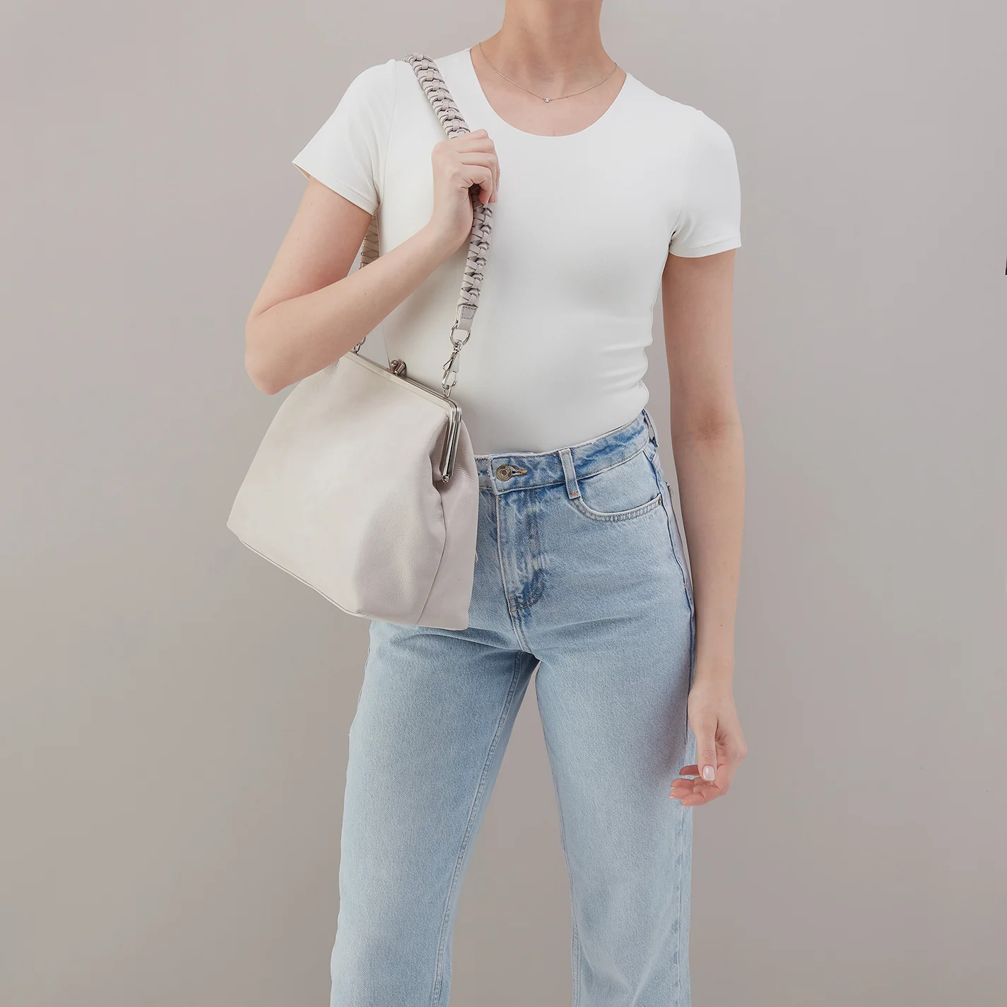 Alba Large Frame Dual Strap in Buffed Leather - Stone - Image 3