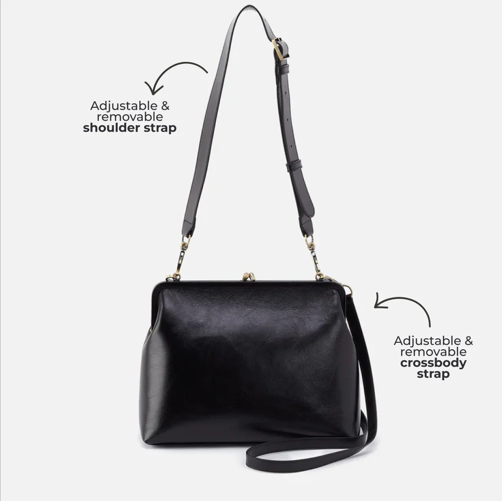 Alba Large Frame Dual Strap In Pebbled Leather - Black - Image 11