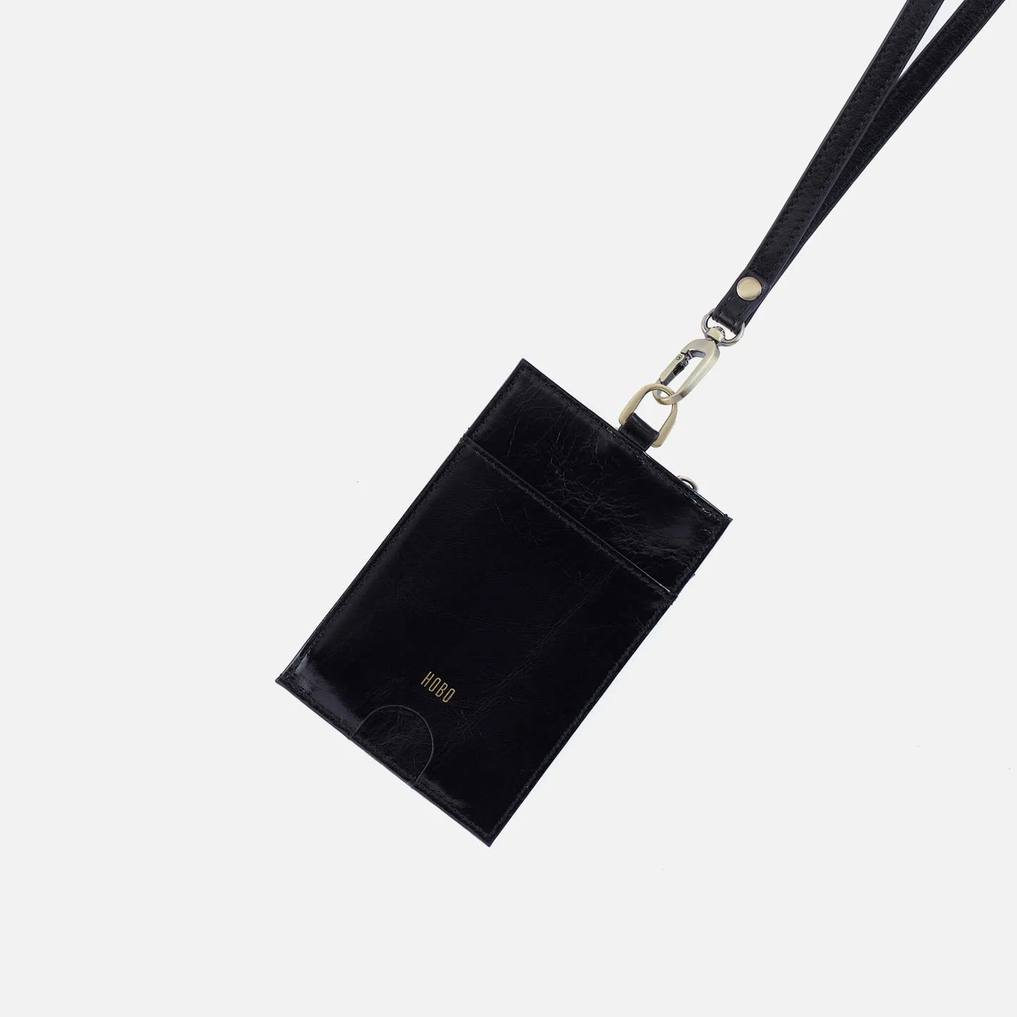 Around Town Lanyard In Polished Leather - Black - Image 3