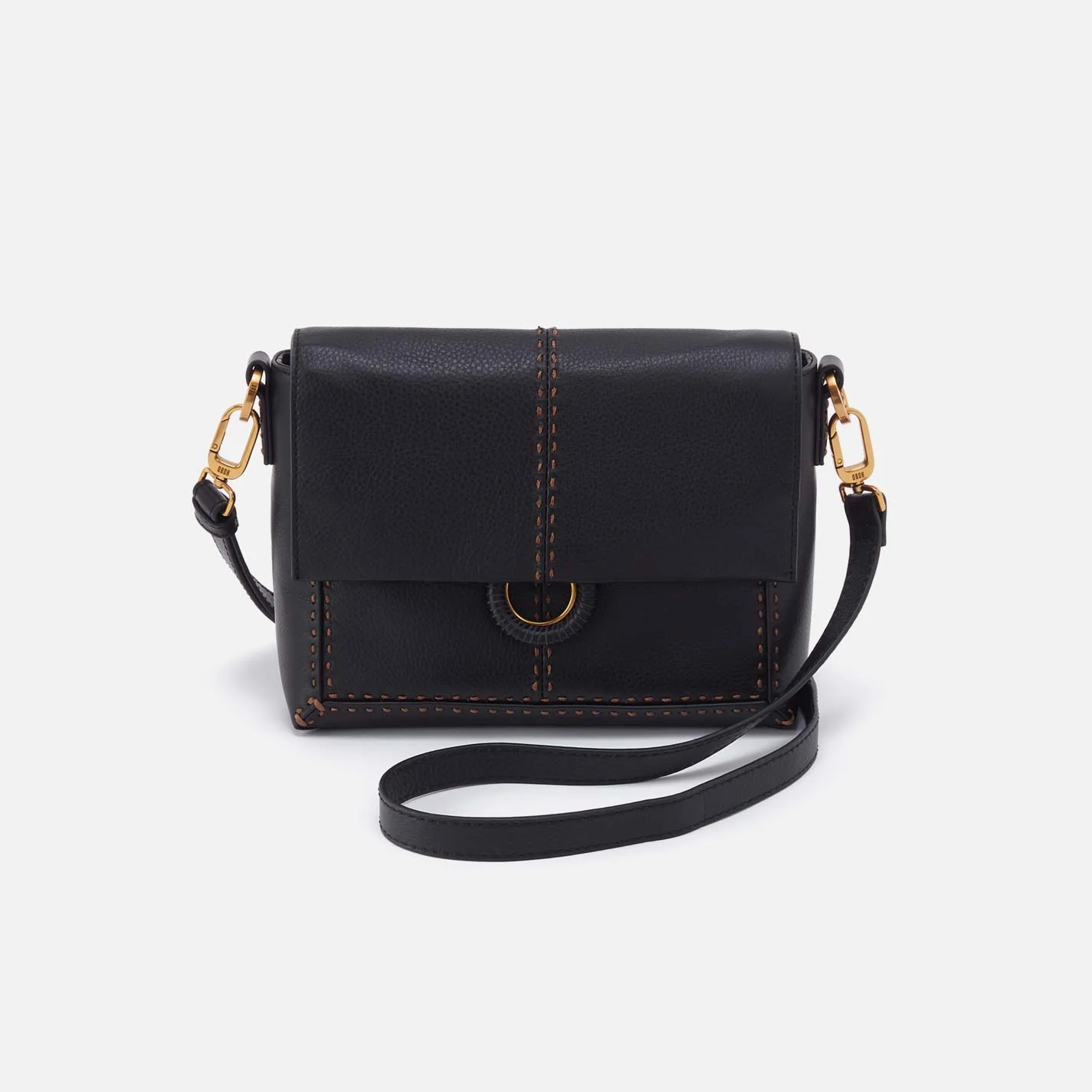 Austin Flap Crossbody In Pebbled Leather - Black