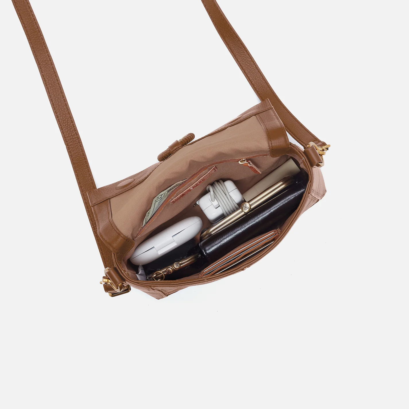 Austin Flap Crossbody In Pebbled Leather - Timber Brown - Image 3