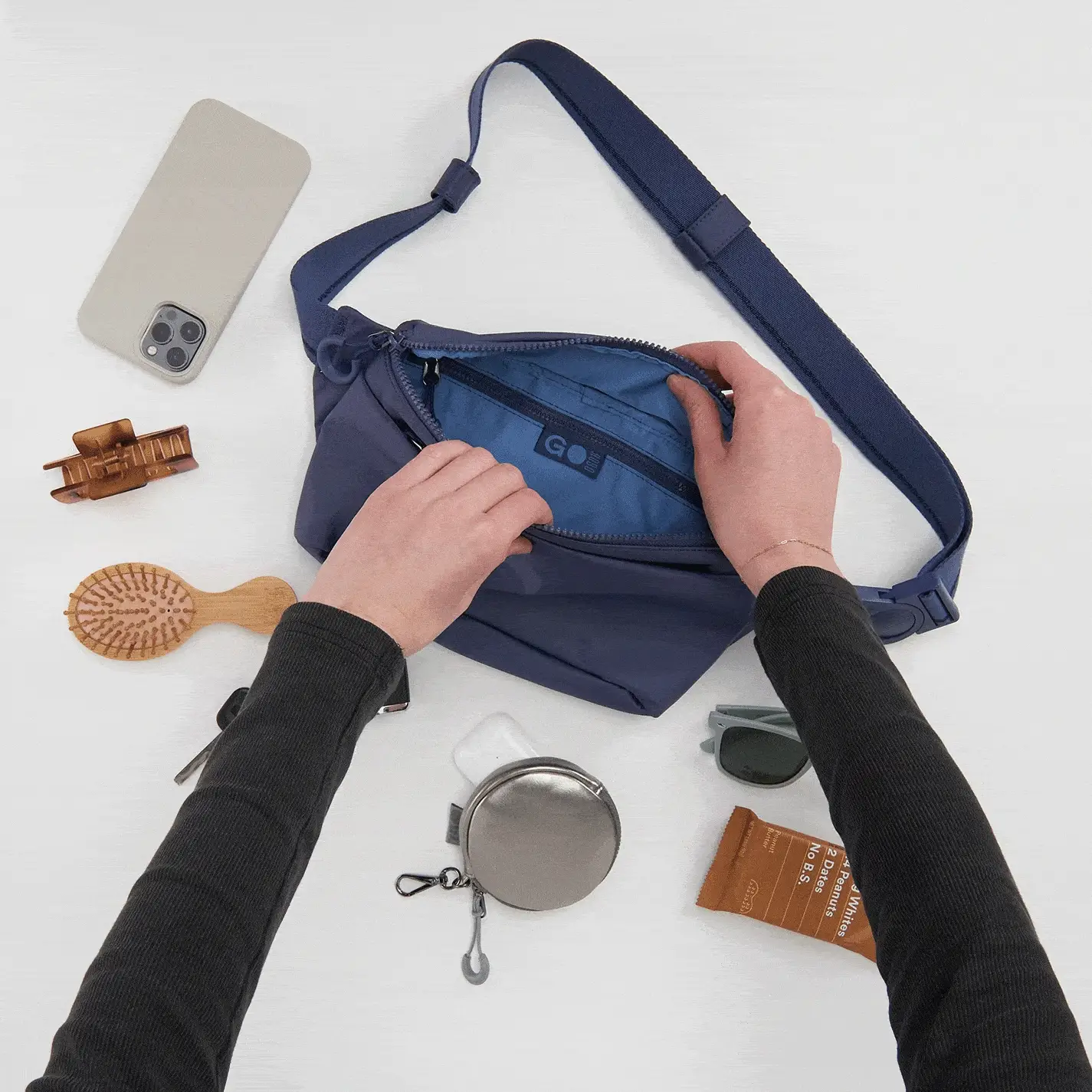BE HOLD Belt Bag in CaRefiber recycled nylon - Stone - Image 3