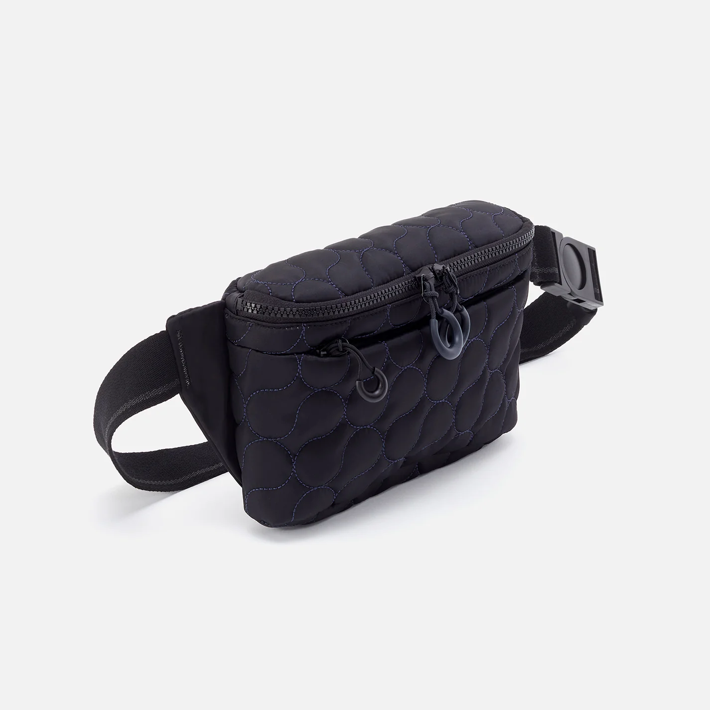 BE HOLD Quilted Belt Bag in CaRefiber recycled nylon - Jet with Ocean Quilt - Image 5