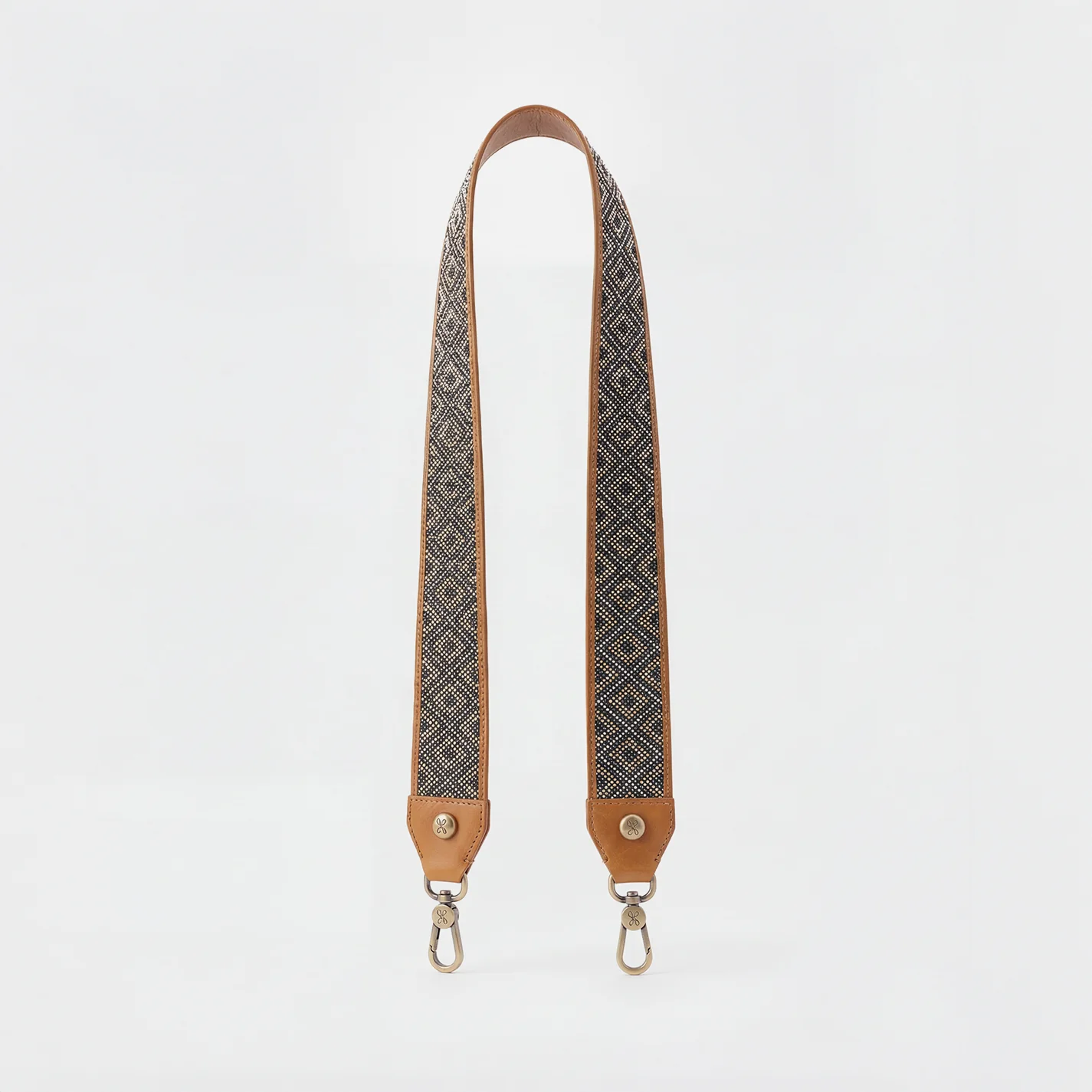 Beaded Guitar Strap in Polished Leather - Natural - Image 3