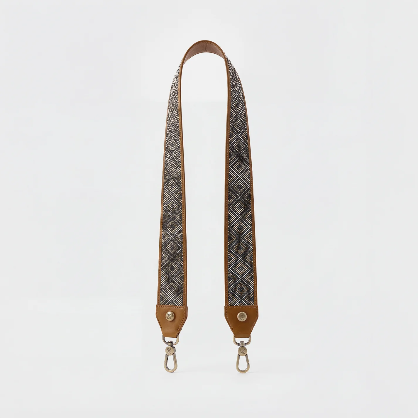 Beaded Guitar Strap In Polished Leather - Truffle - Image 3