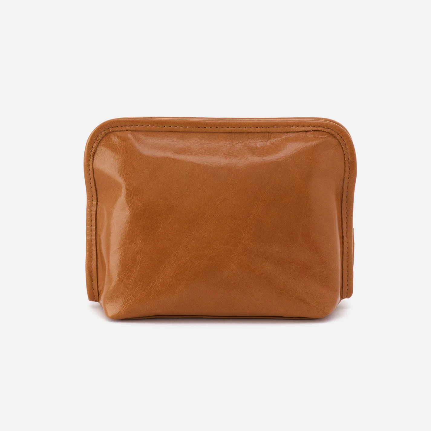 Beauty Cosmetic Pouch in Polished Leather - Truffle - Image 3