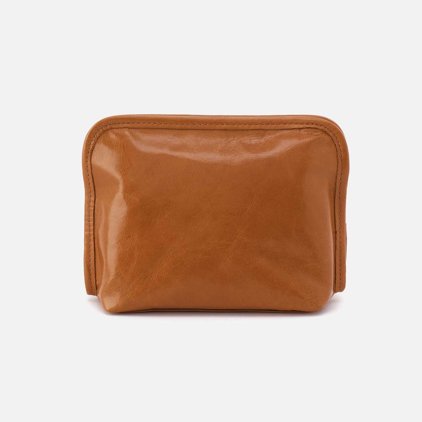 Beauty Cosmetic Pouch in Polished Leather - Truffle - Image 4