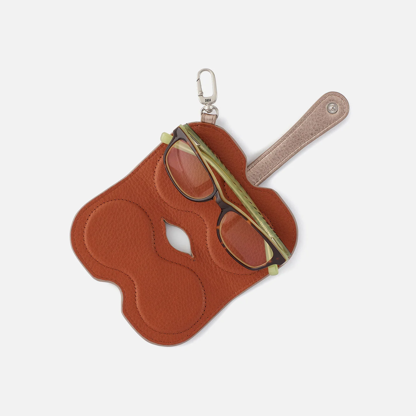 Blink Glasses Holder In Metallic Leather - Cameo Quartz - Image 3