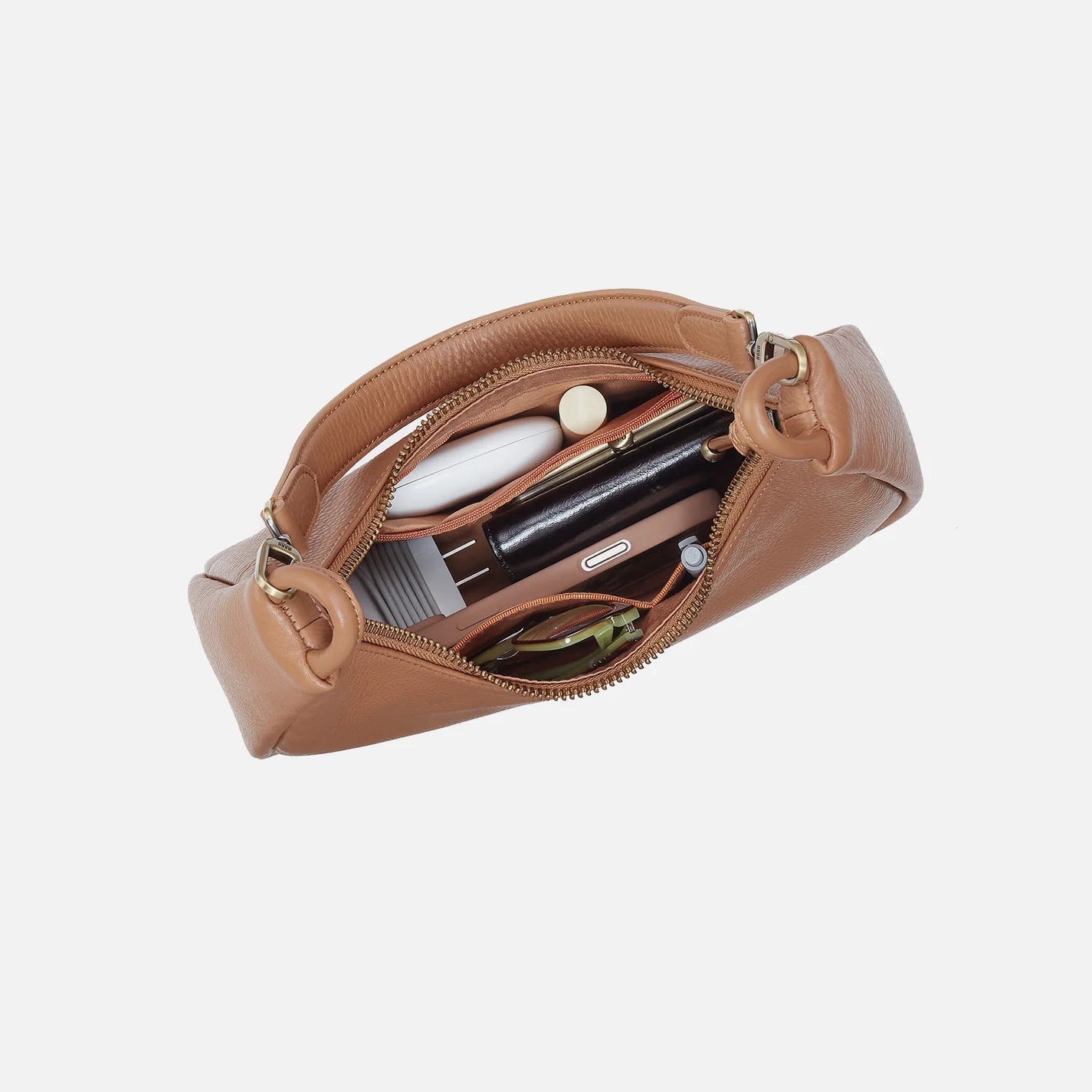 Cass Small Shoulder In Pebbled Leather - Brown Sugar - Image 4