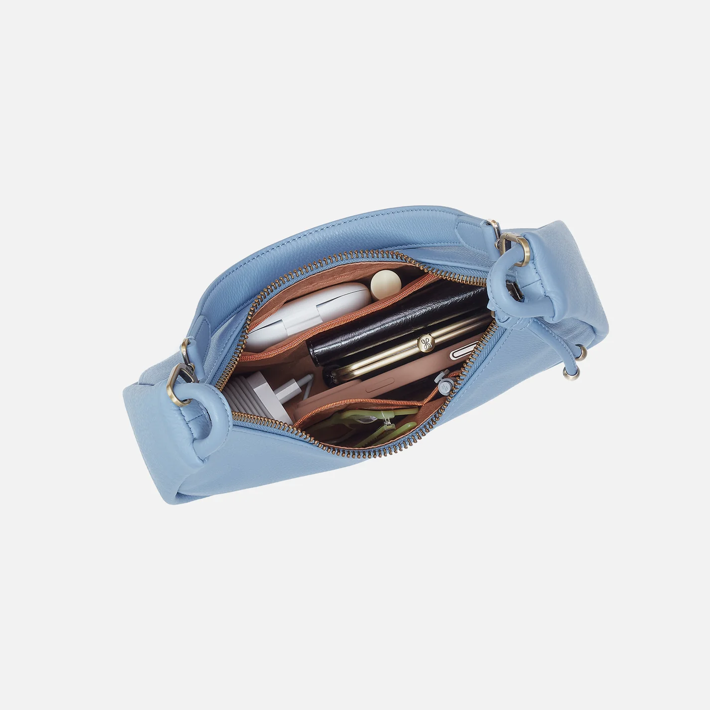 Cass Small Shoulder In Pebbled Leather - Seabreeze - Image 4