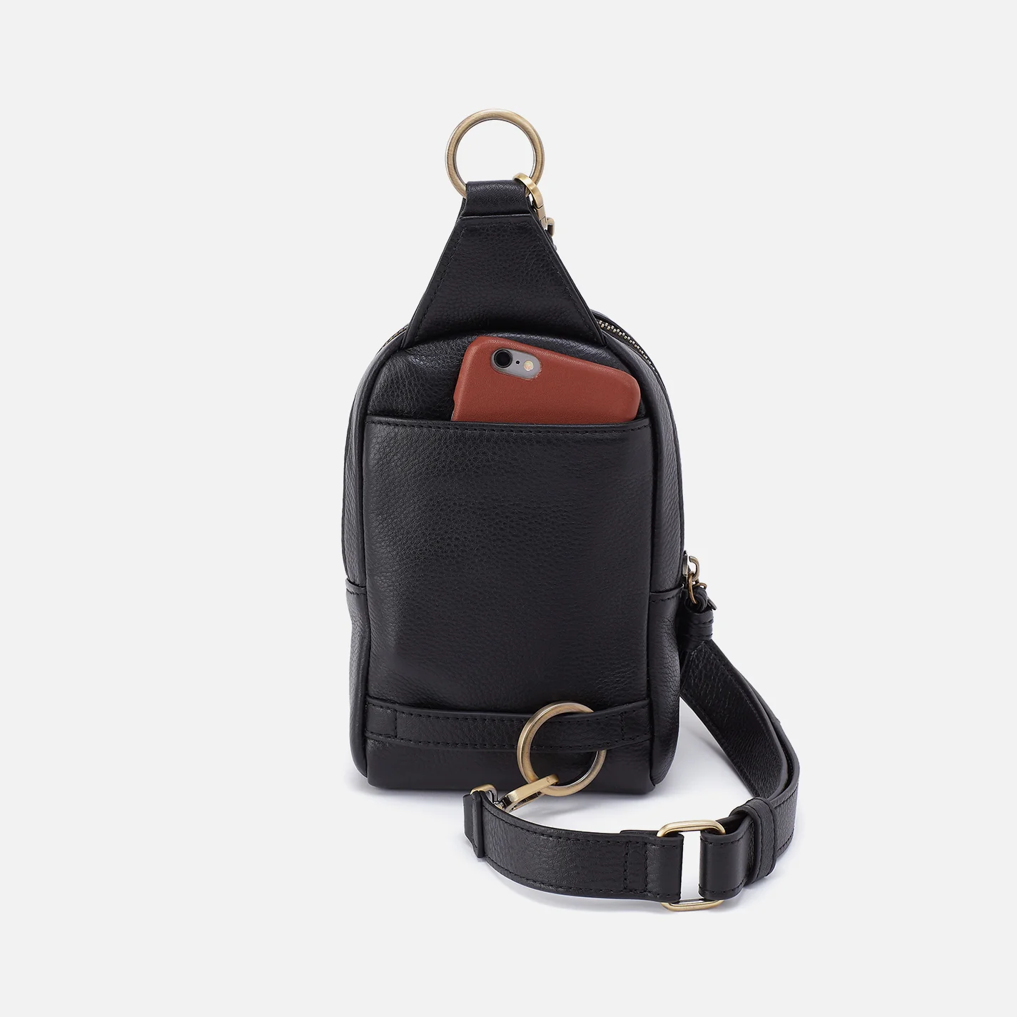 Cass Small Sling In Pebbled Leather - Black - Image 6