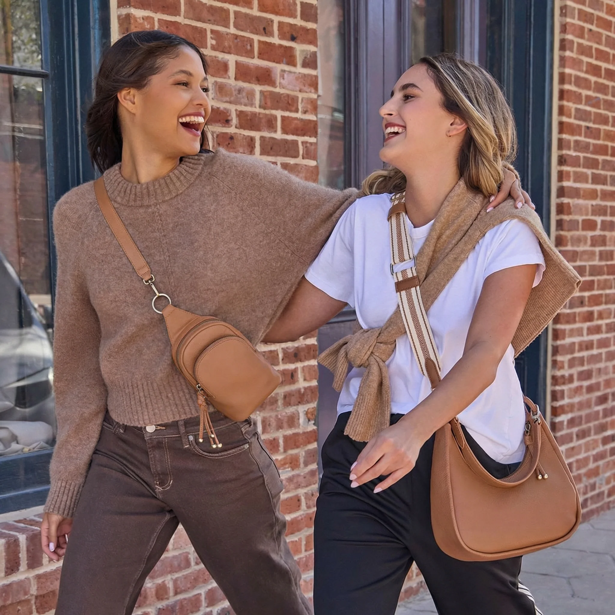 Cass Small Sling In Pebbled Leather - Brown Sugar - Image 2