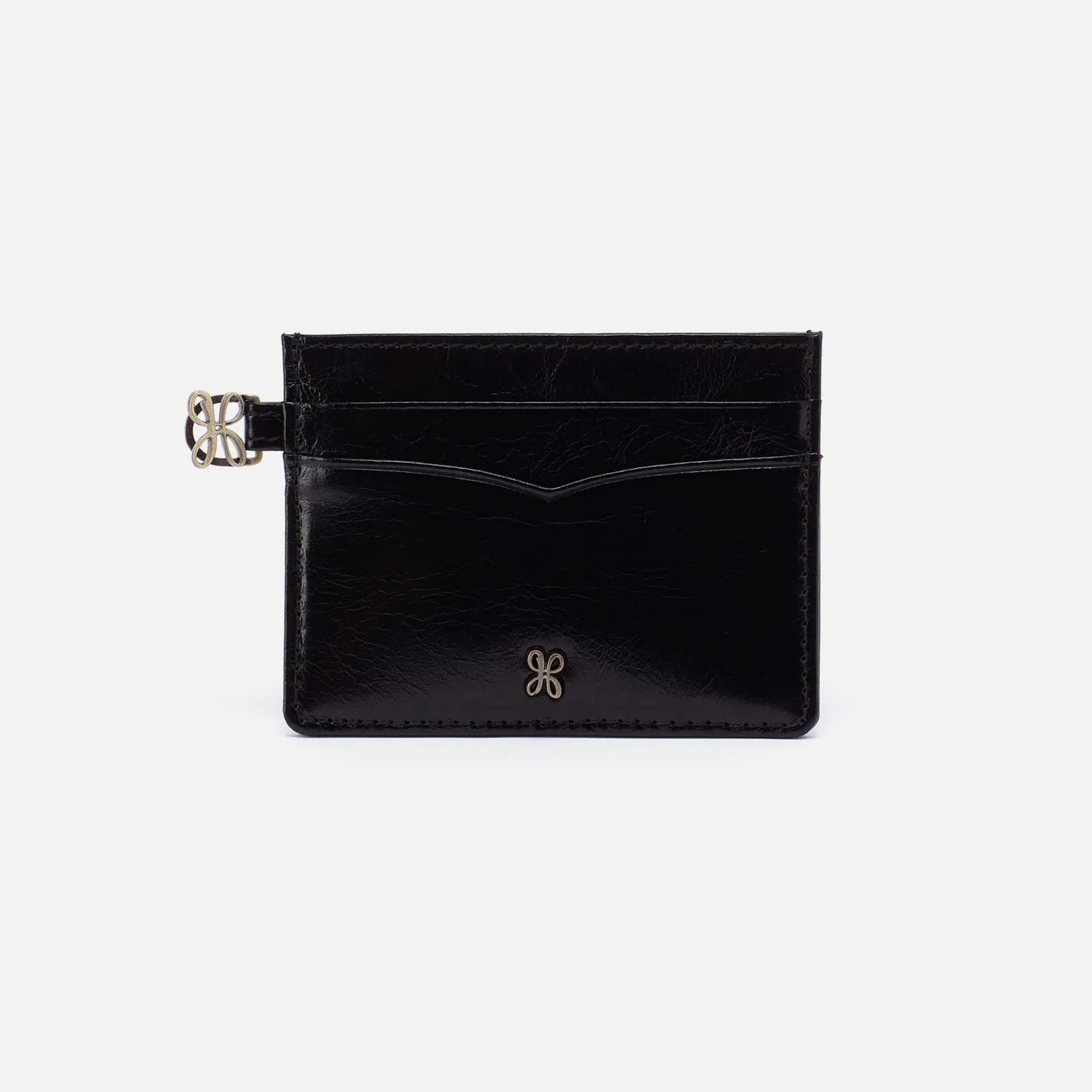 Charmed Card Case In Polished Leather - Black