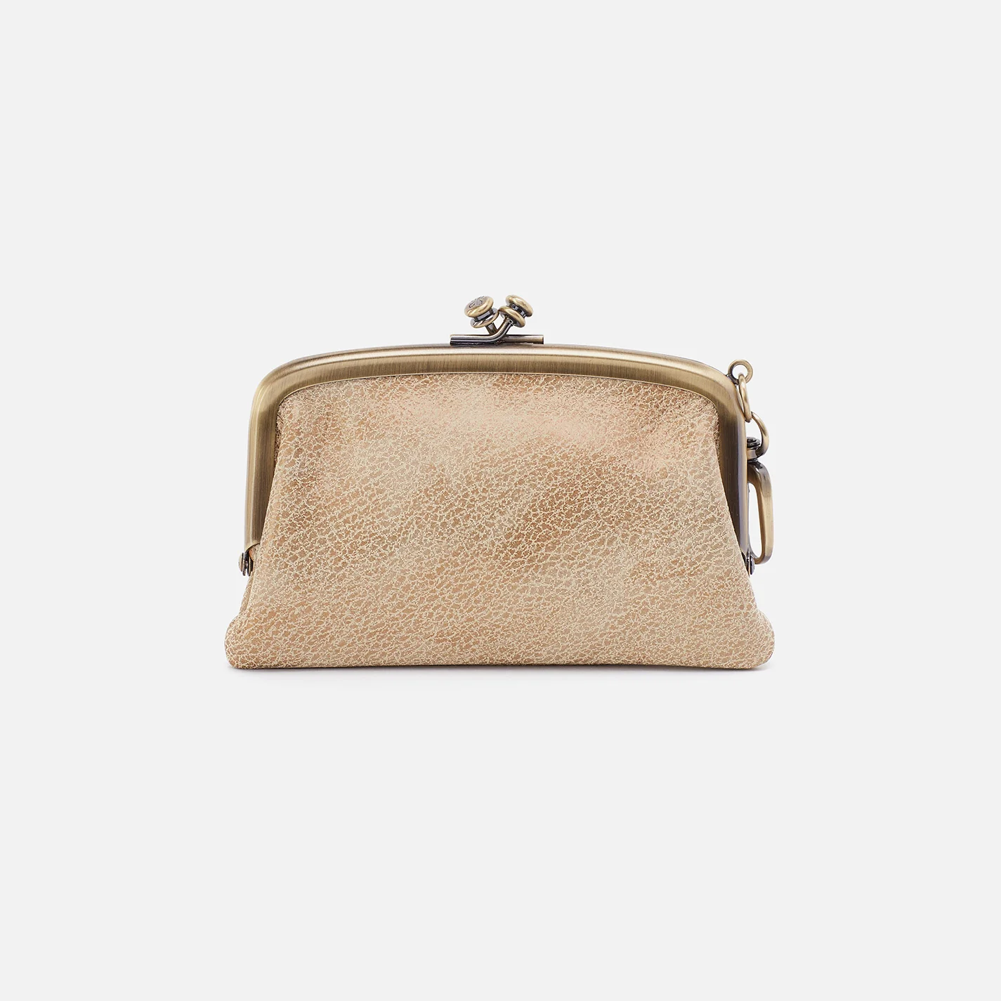 Cheer Frame Pouch In Metallic Leather - Gold Leaf - Image 3