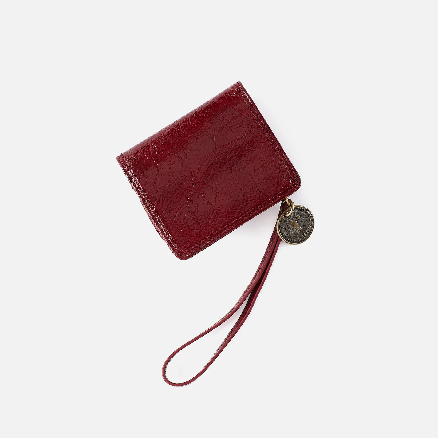 Coin Wristlet Wallet in Gloss Leather - Garnet Gloss - Image 4