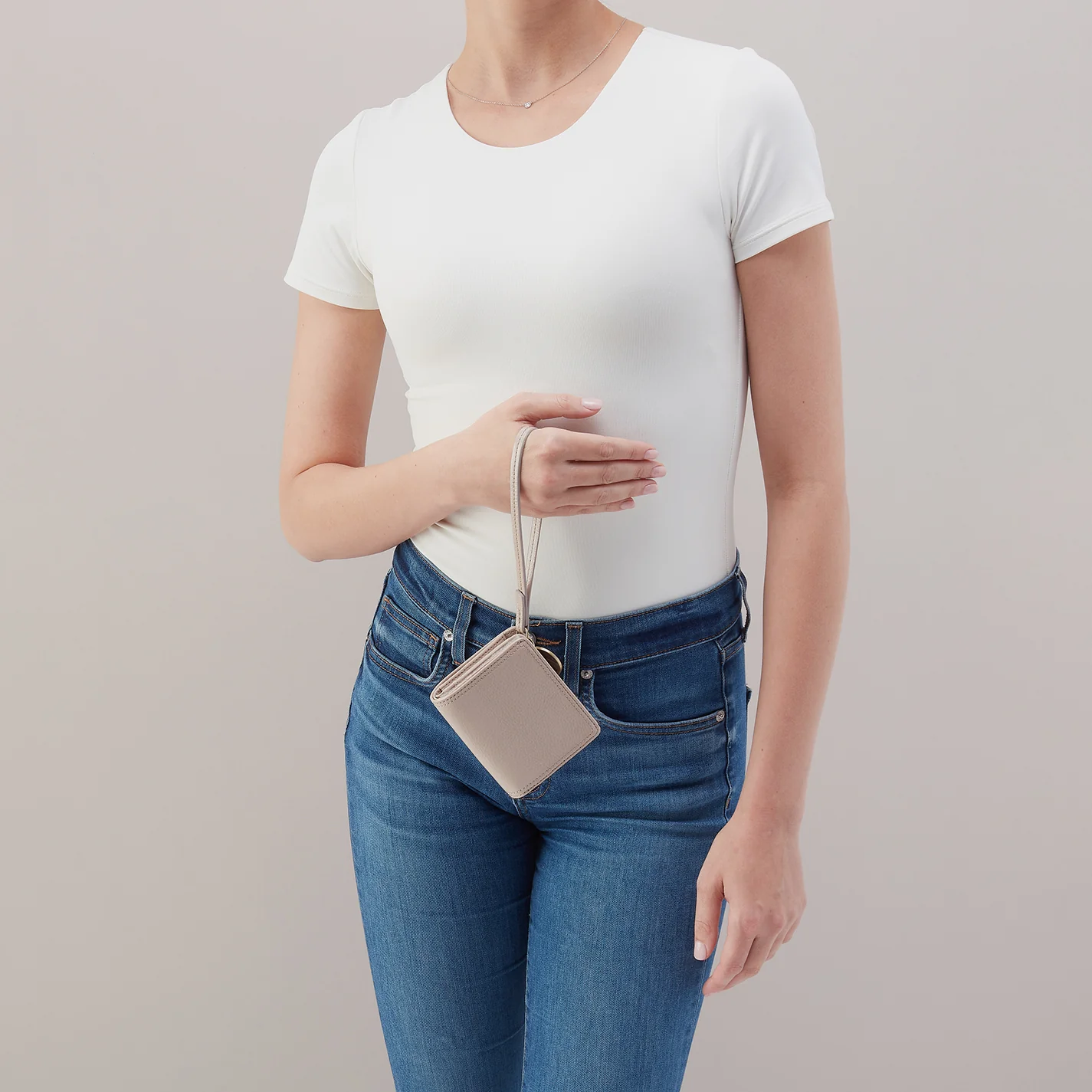 Coin Wristlet Wallet In Gloss Leather - Stone Gloss - Image 2
