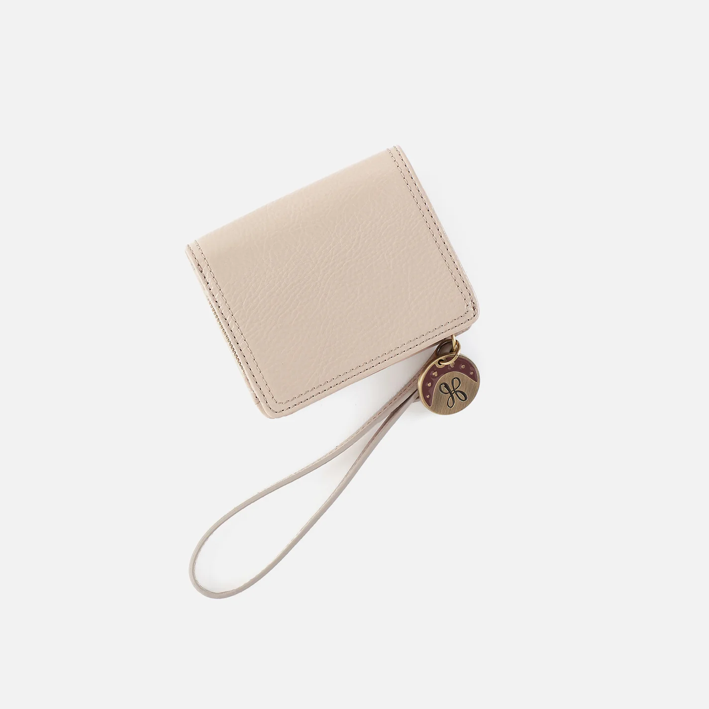 Coin Wristlet Wallet In Gloss Leather - Stone Gloss - Image 4