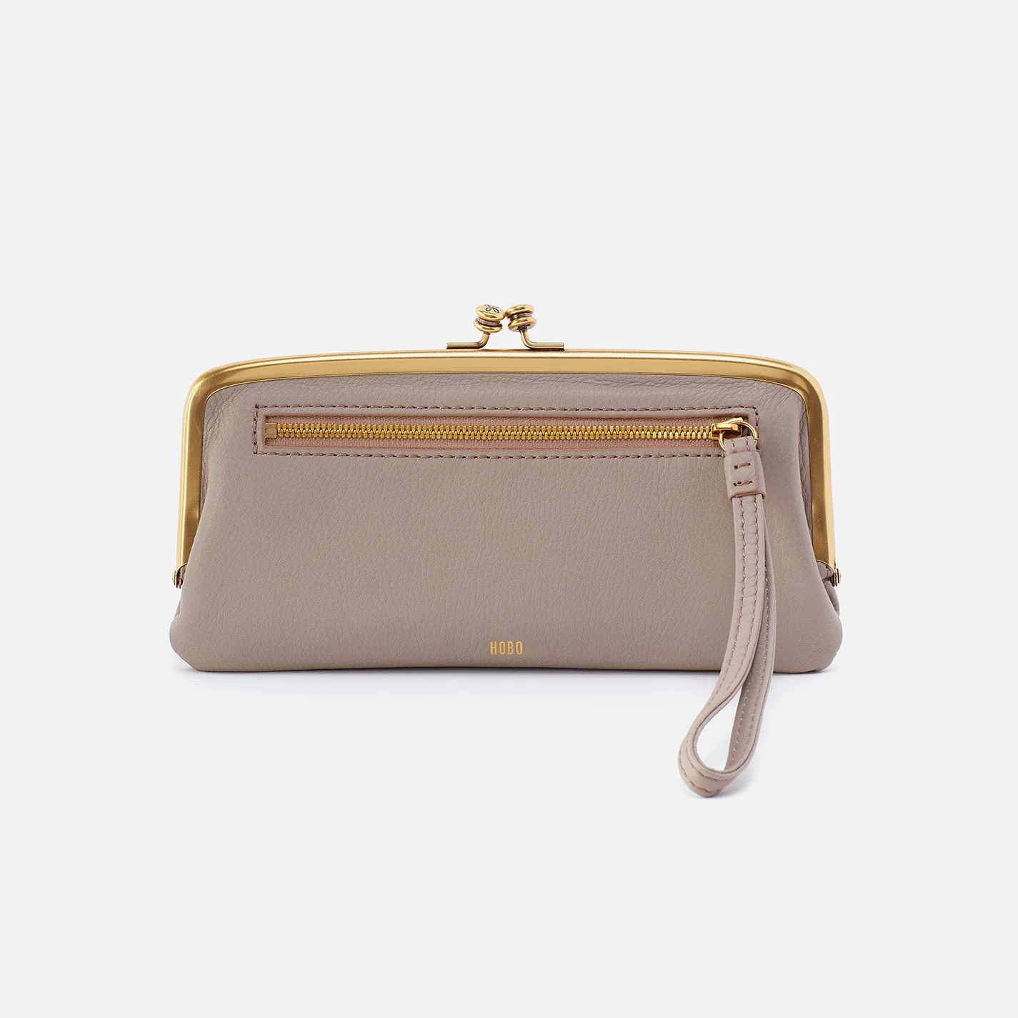 Cora Large Frame Wallet in Pebbled Leather - Taupe - Image 5