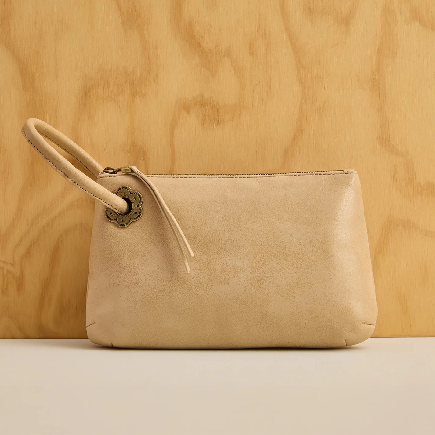 Daisy Daze Large Wristlet in Buffed Leather - Frosted Pearl - Image 2