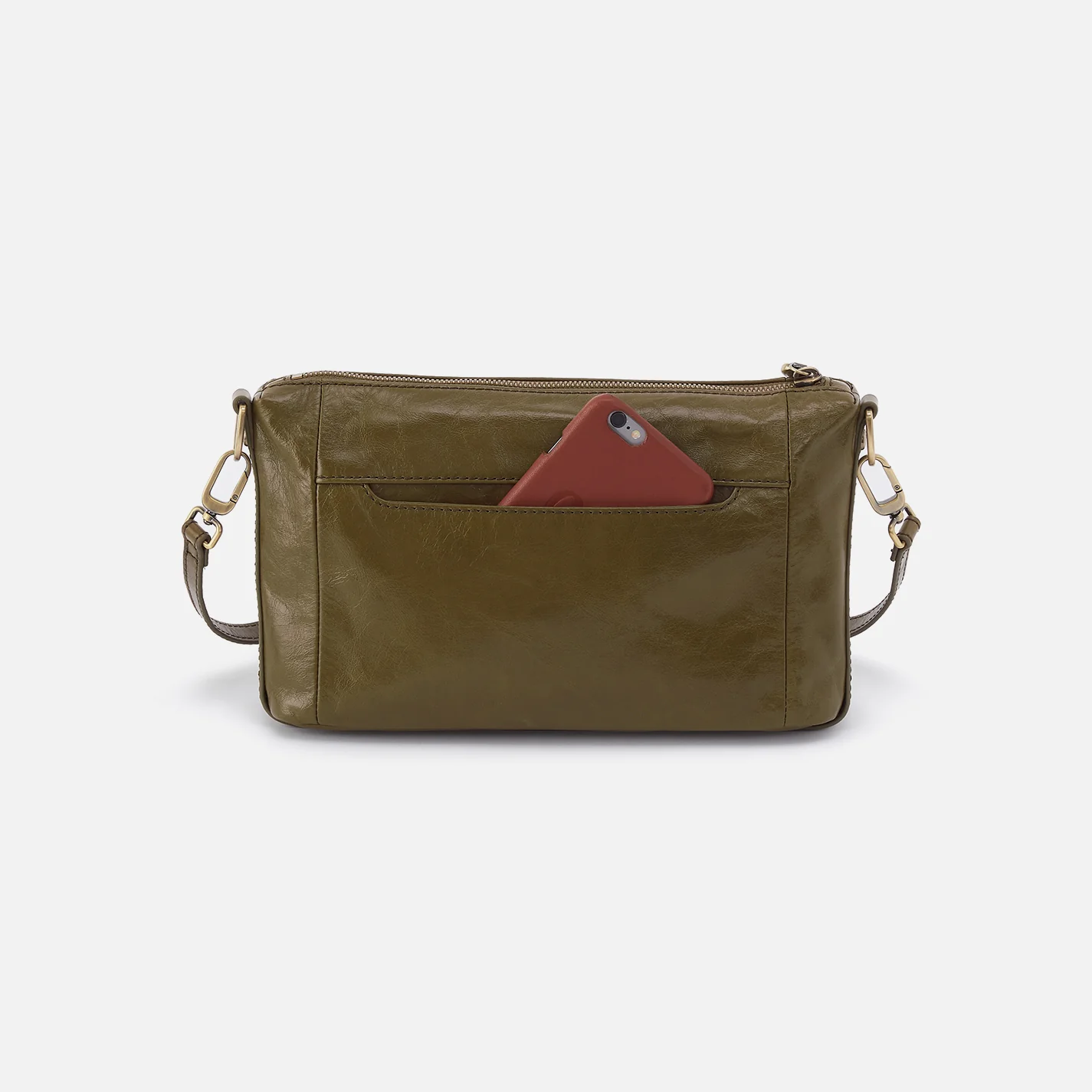 Darcy Carry-All Crossbody In Polished Leather - Olive Veil - Image 8
