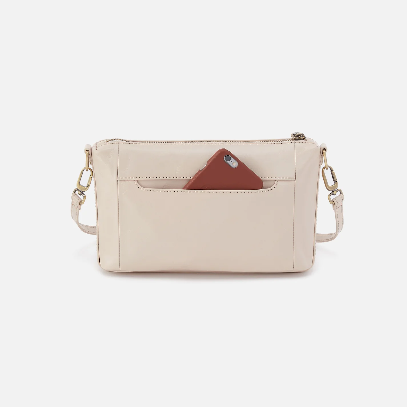 Darcy Carry-All Crossbody In Polished Leather - Pale Flax - Image 8