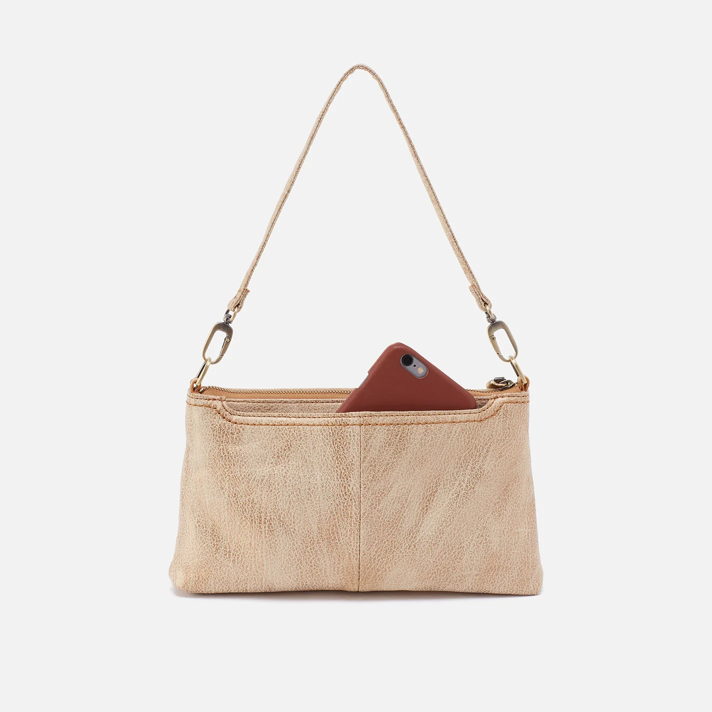 Darcy Crossbody in Metallic Leather - Gold Leaf - Image 7