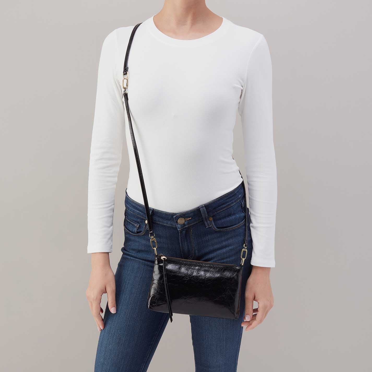 Darcy Crossbody In Polished Leather - Black - Image 3