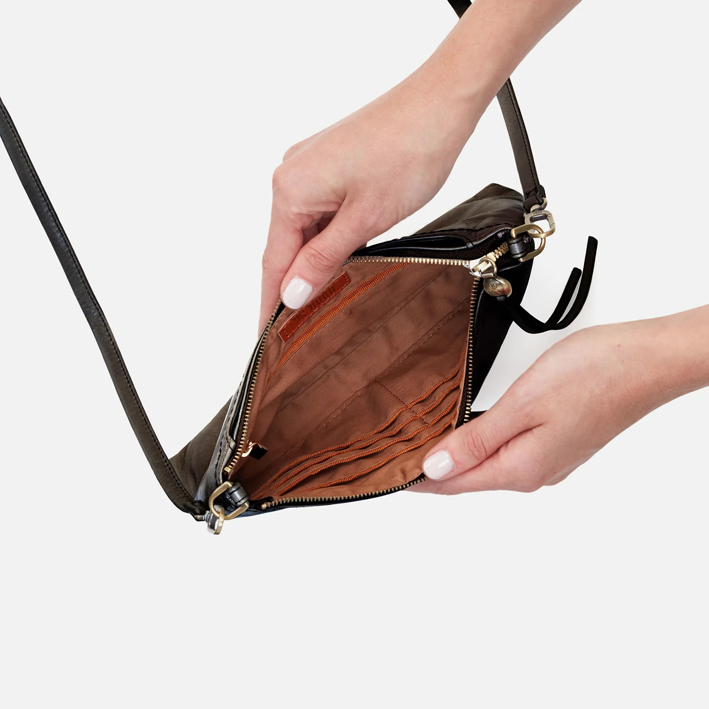Darcy Crossbody In Polished Leather - Black - Image 4