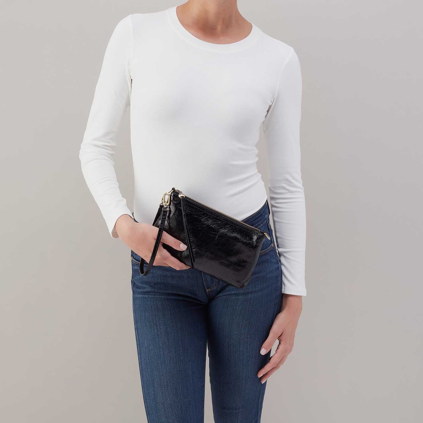 Darcy Crossbody In Polished Leather - Black - Image 6