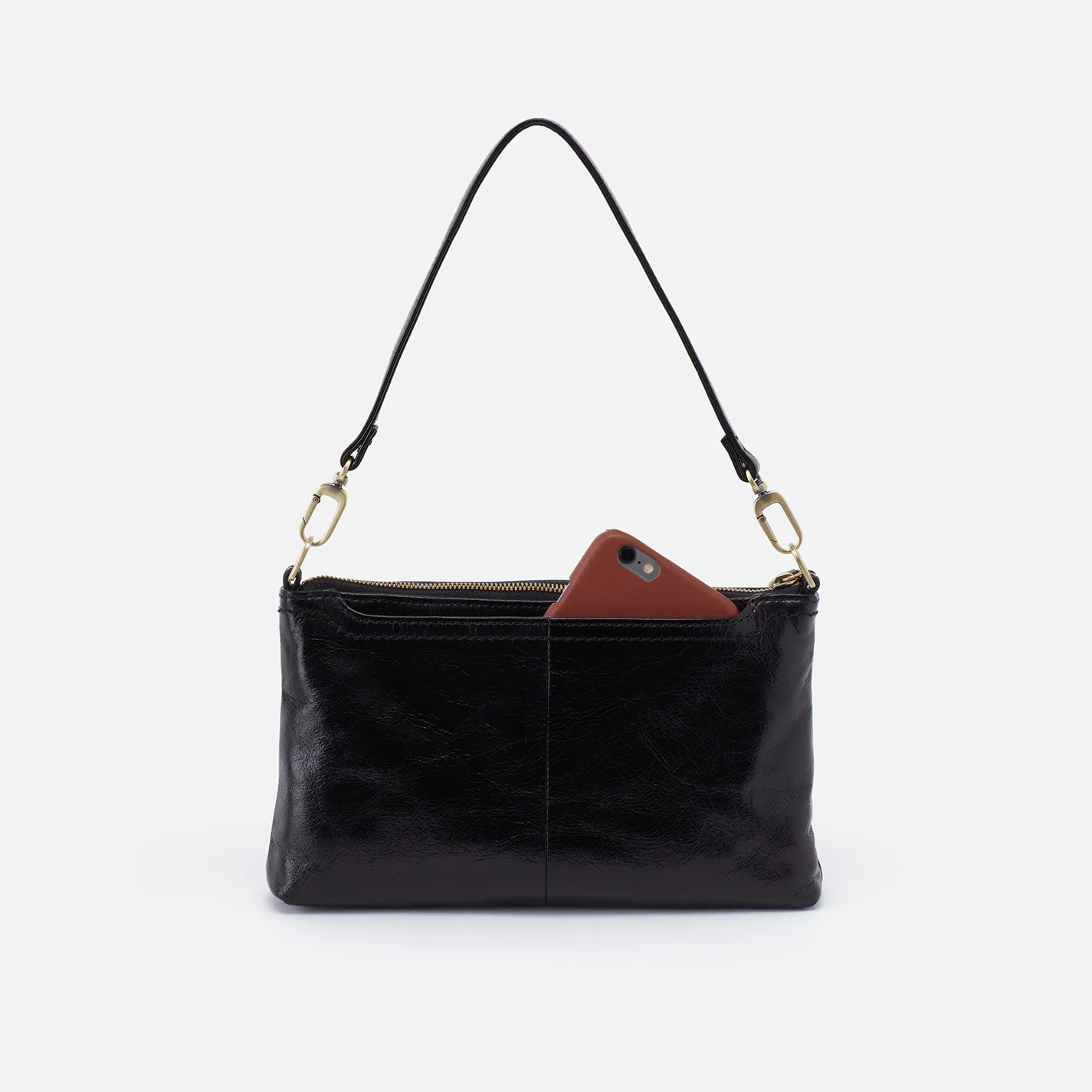 Darcy Crossbody In Polished Leather - Black - Image 8