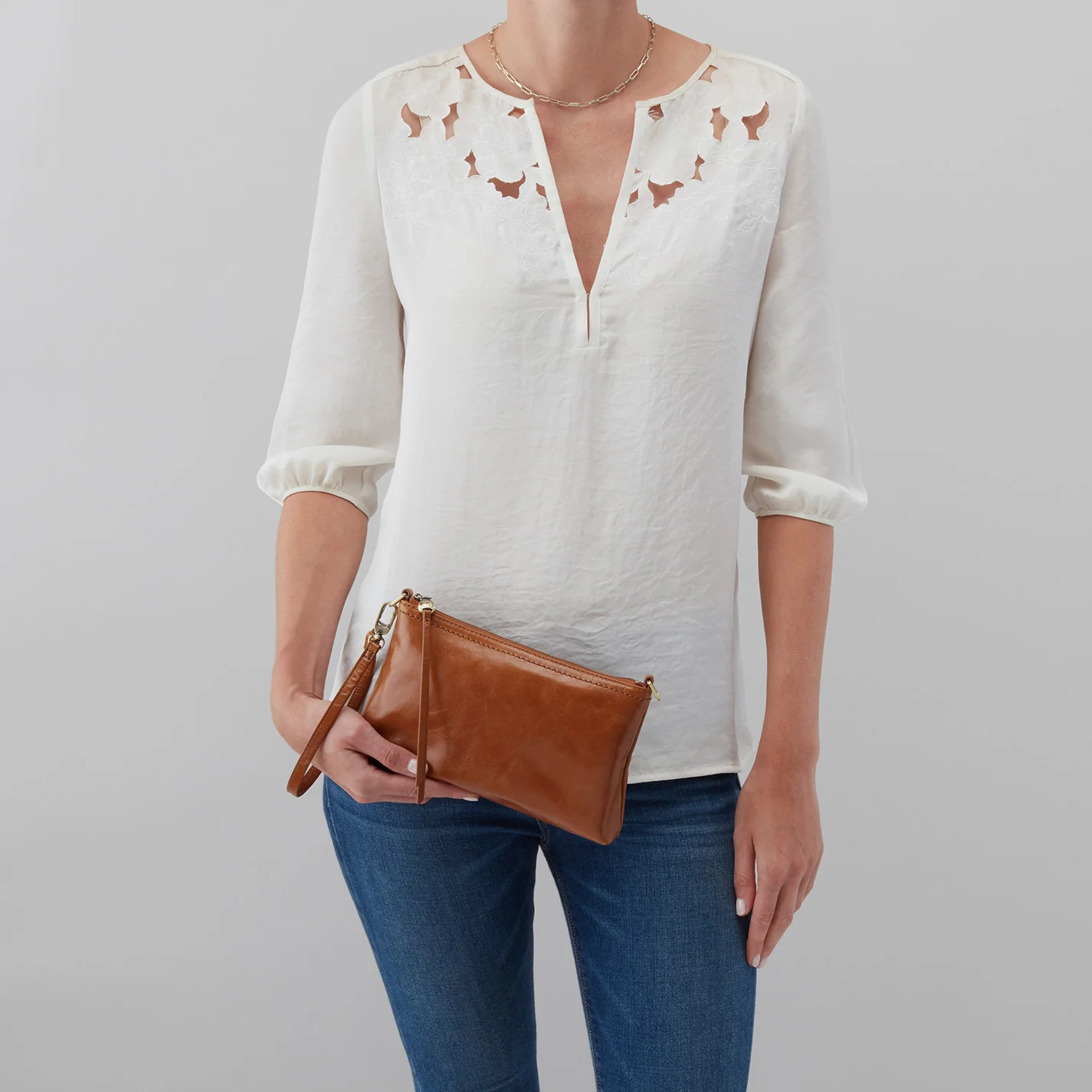 Darcy Crossbody In Polished Leather - Natural - Image 6
