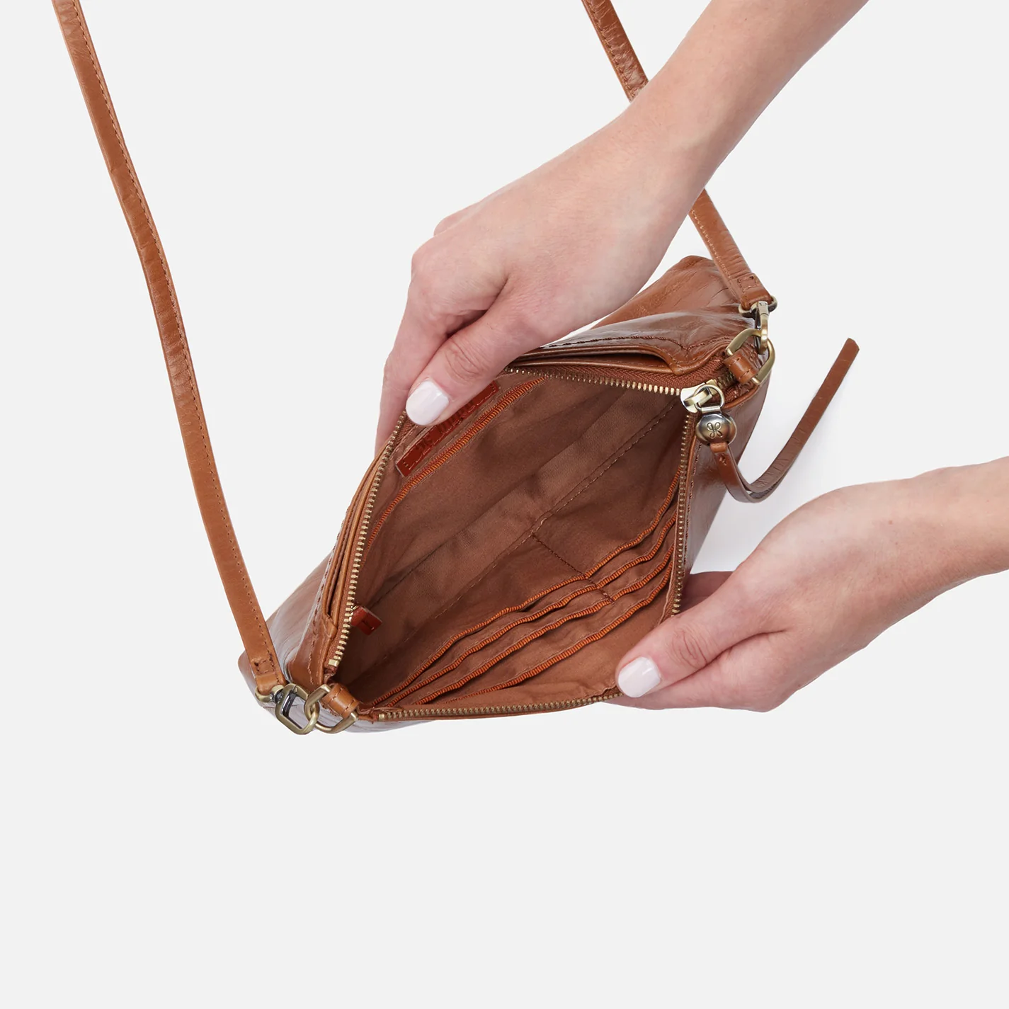 Darcy Crossbody In Polished Leather - Truffle - Image 6