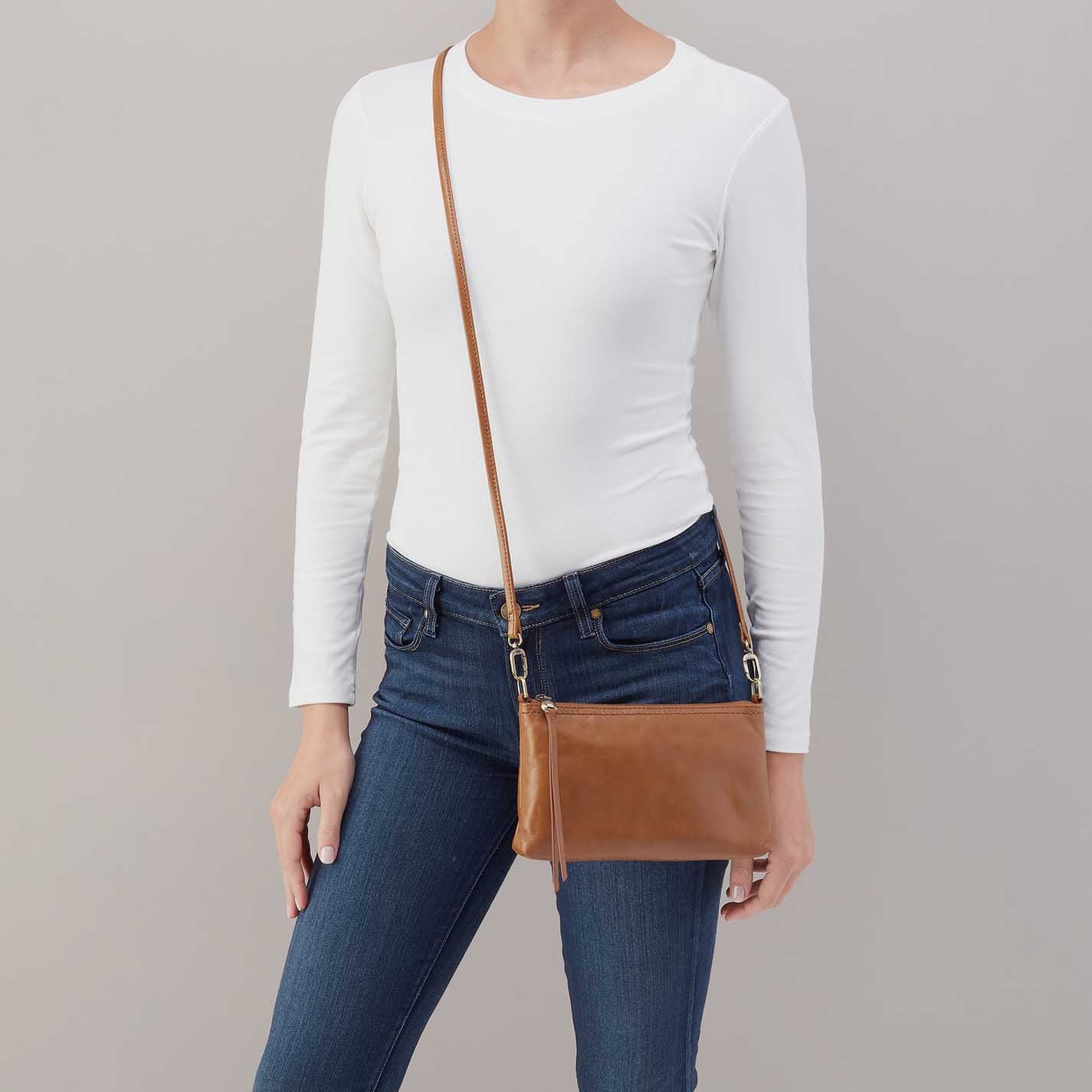 Darcy Crossbody In Polished Leather - Truffle - Image 9