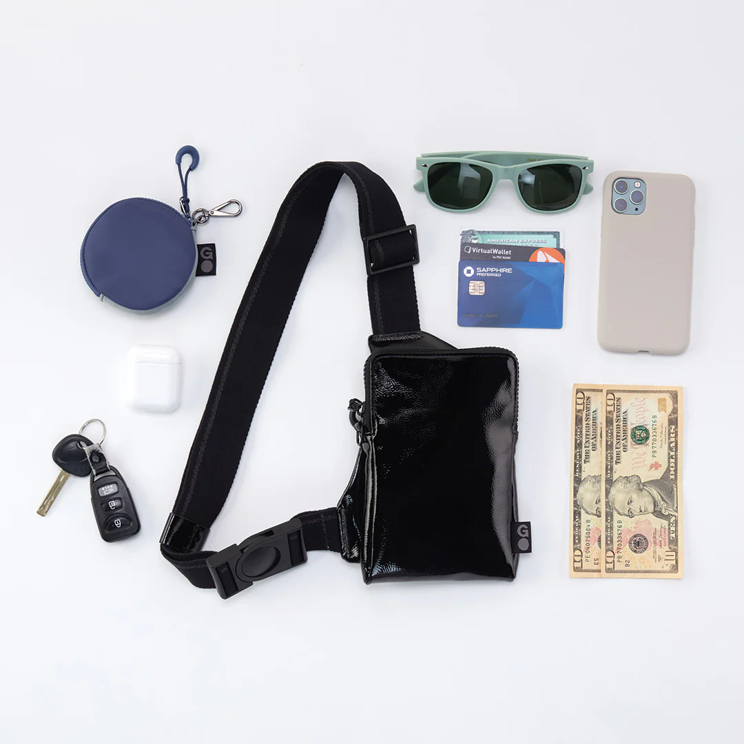 DIALED IN Phone Bag in EverShine nylon - Coffee Gold Metallic - Image 7