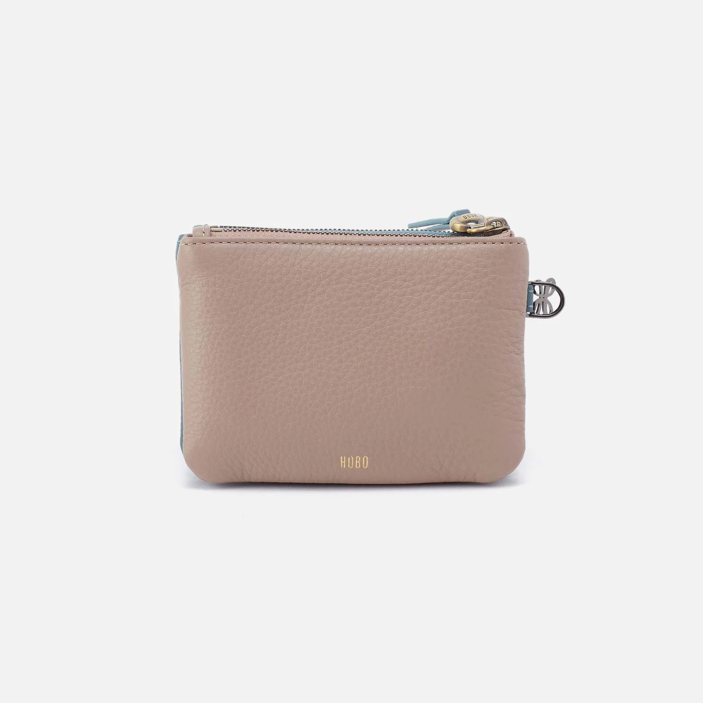 Double Zip Coin Pouch in Pebbled Leather - Agave Leaf - Image 3