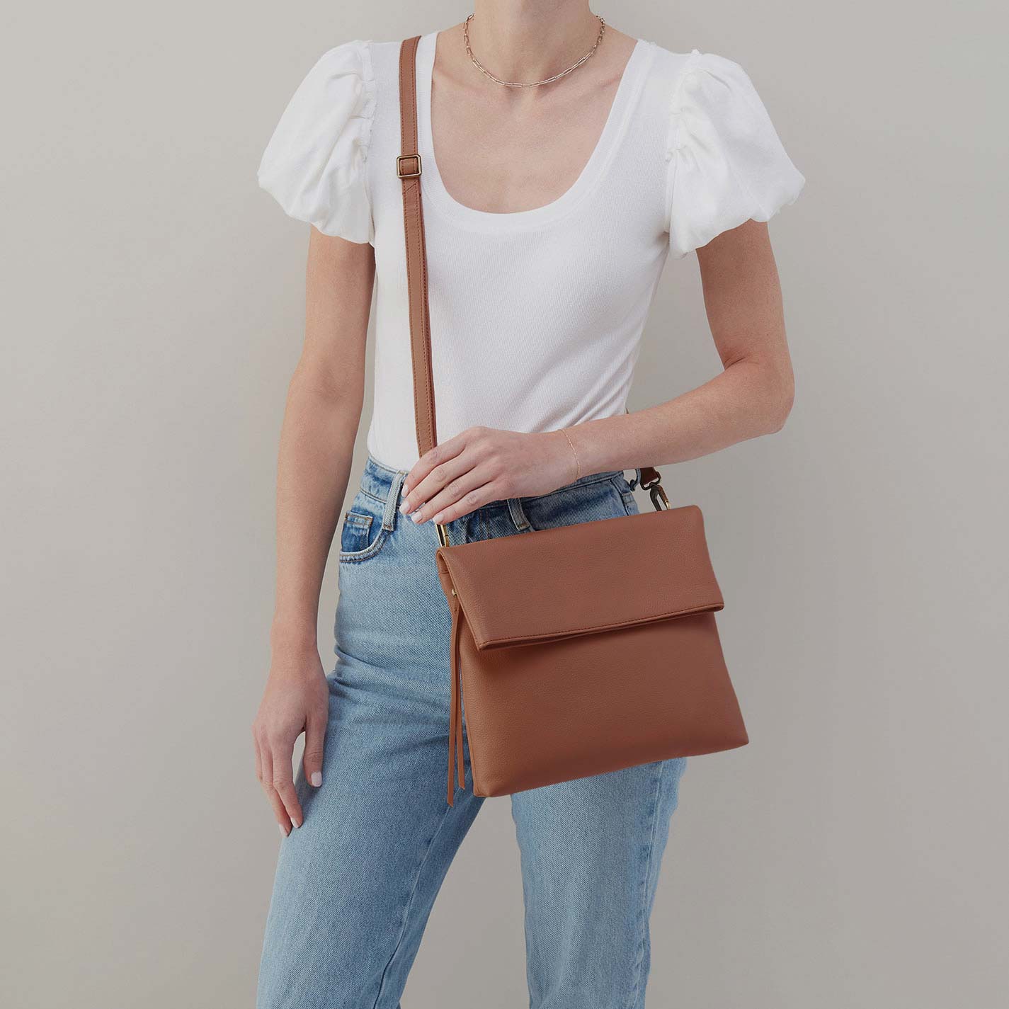 Draft Crossbody in Pebbled Leather - Bridle Brown - Image 2