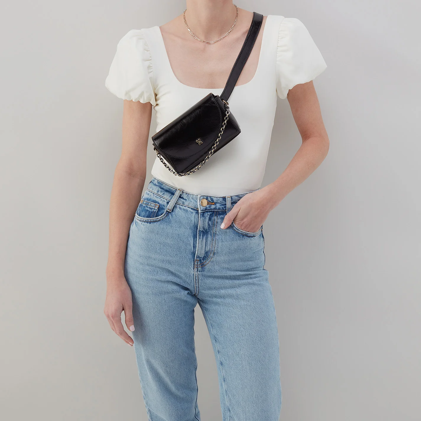 Drake Belt Bag In Polished Leather - Black - Image 2