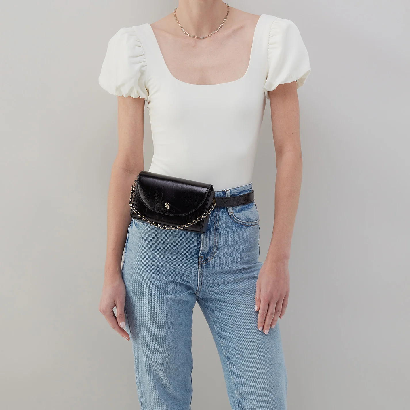 Drake Belt Bag In Polished Leather - Black - Image 4
