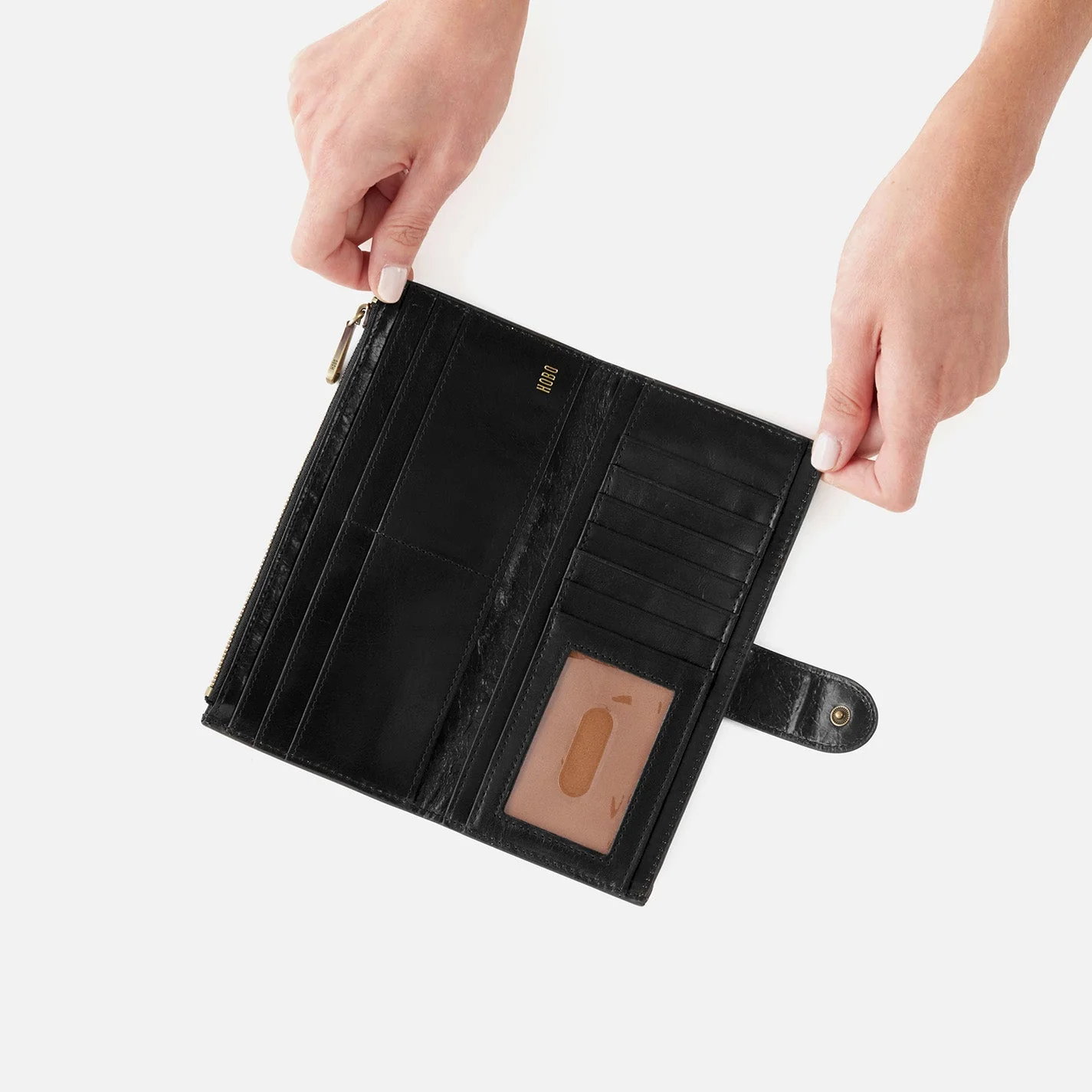 Dunn Continental Wallet In Polished Leather - Black - Image 3