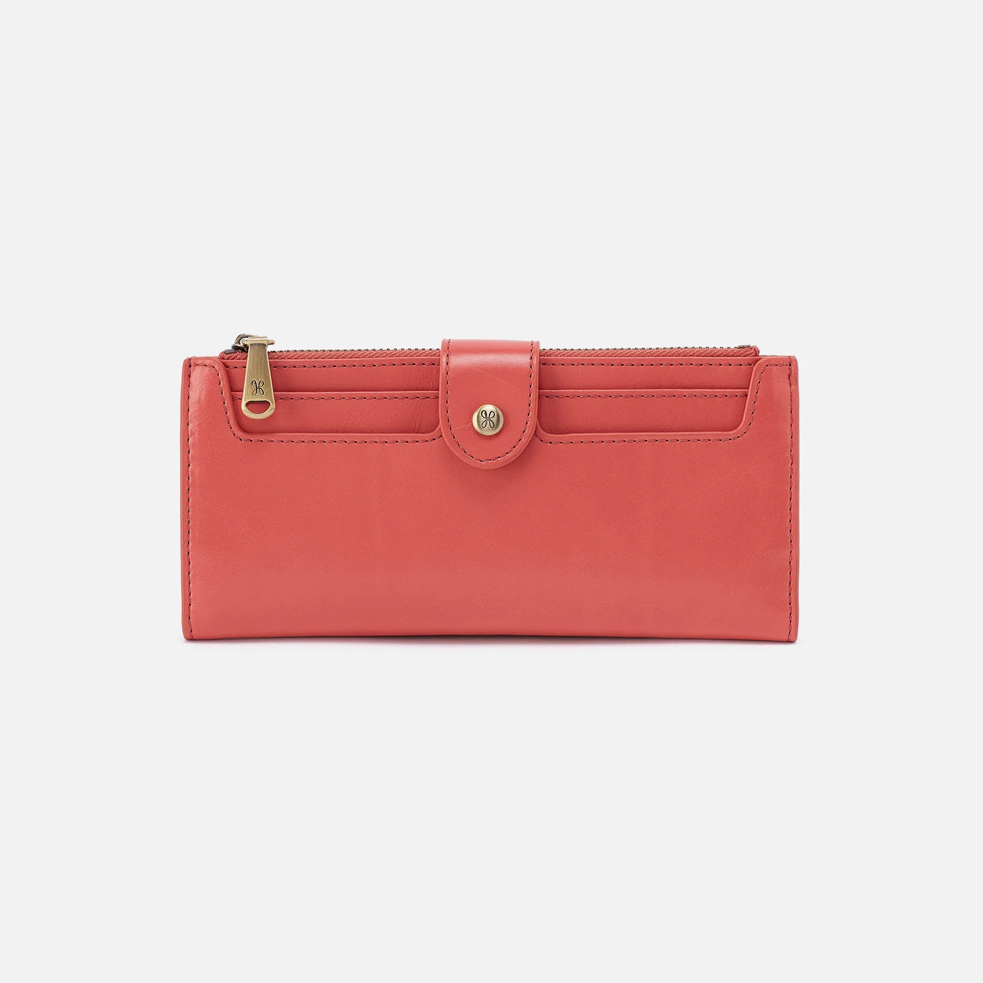 Dunn Continental Wallet In Polished Leather - Pink Mirage