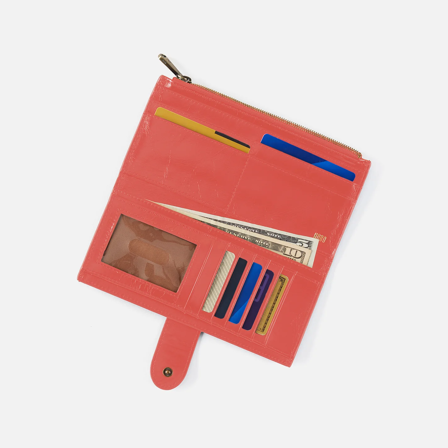 Dunn Continental Wallet In Polished Leather - Pink Mirage - Image 2