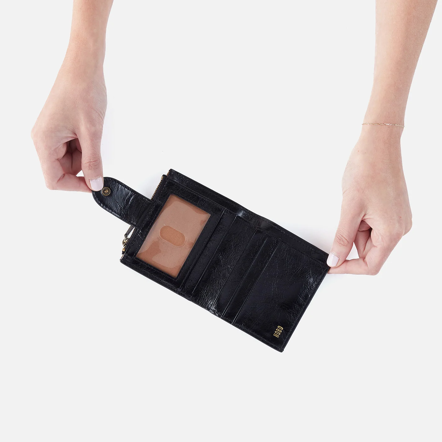 Dunn Mini Wallet In Polished Leather - Black - Image 2
