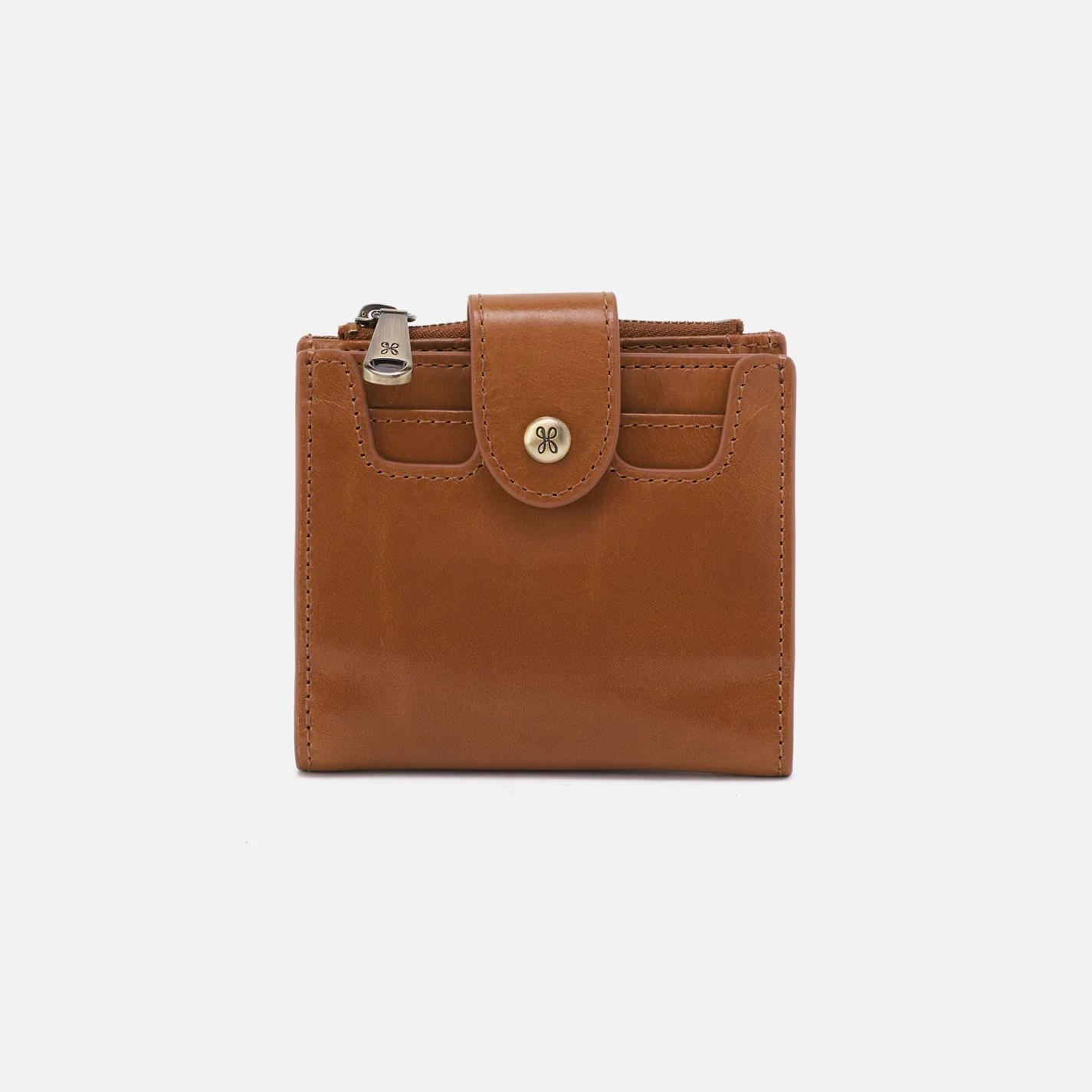 Dunn Mini Wallet In Polished Leather - Truffle